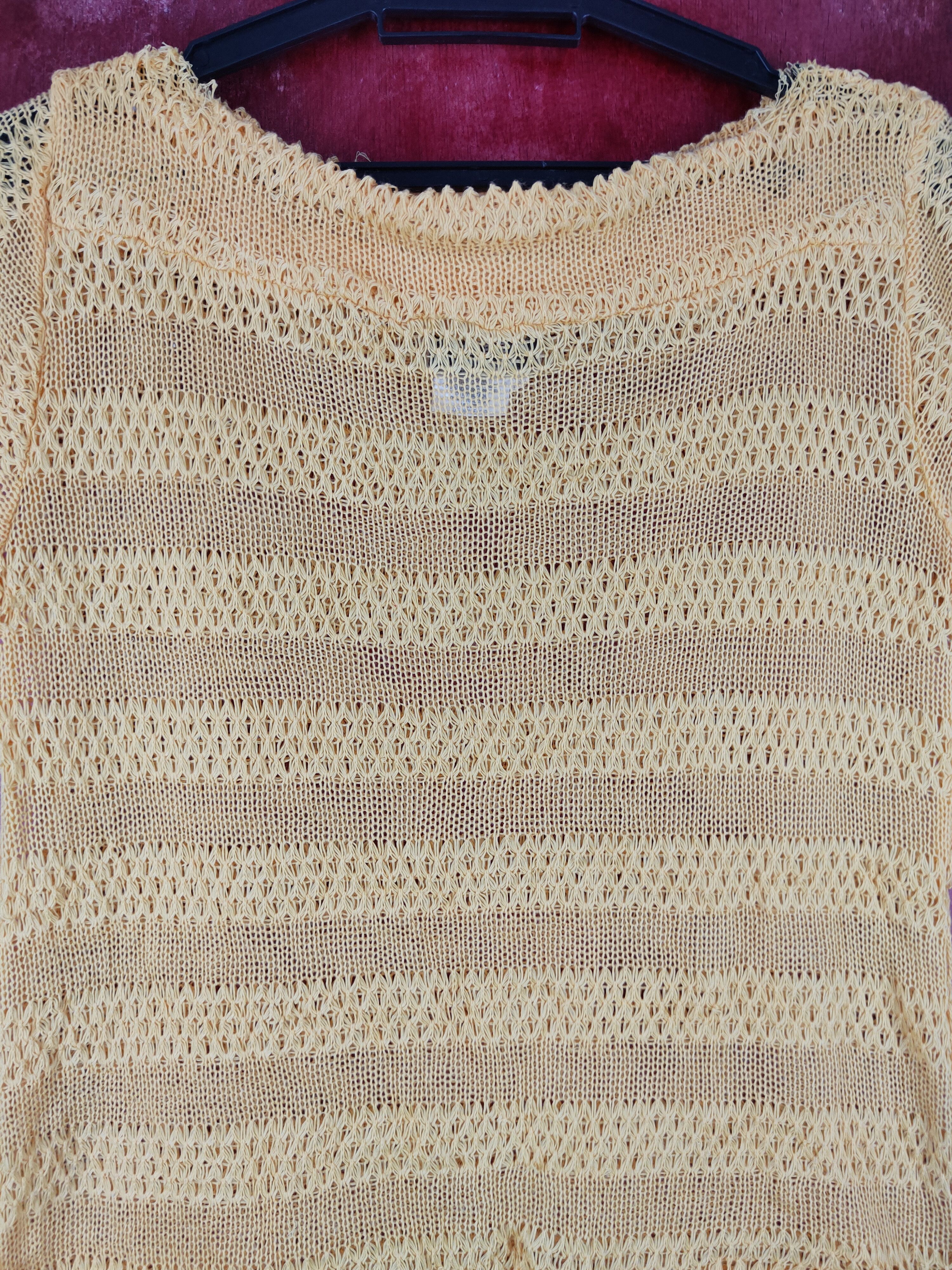Homespun Knitwear × Japanese Brand Filo Yellow Crochet Meshnet Knitwear tank tops #S976 Size S / US 4 / IT 40 - 2 Thumbnail