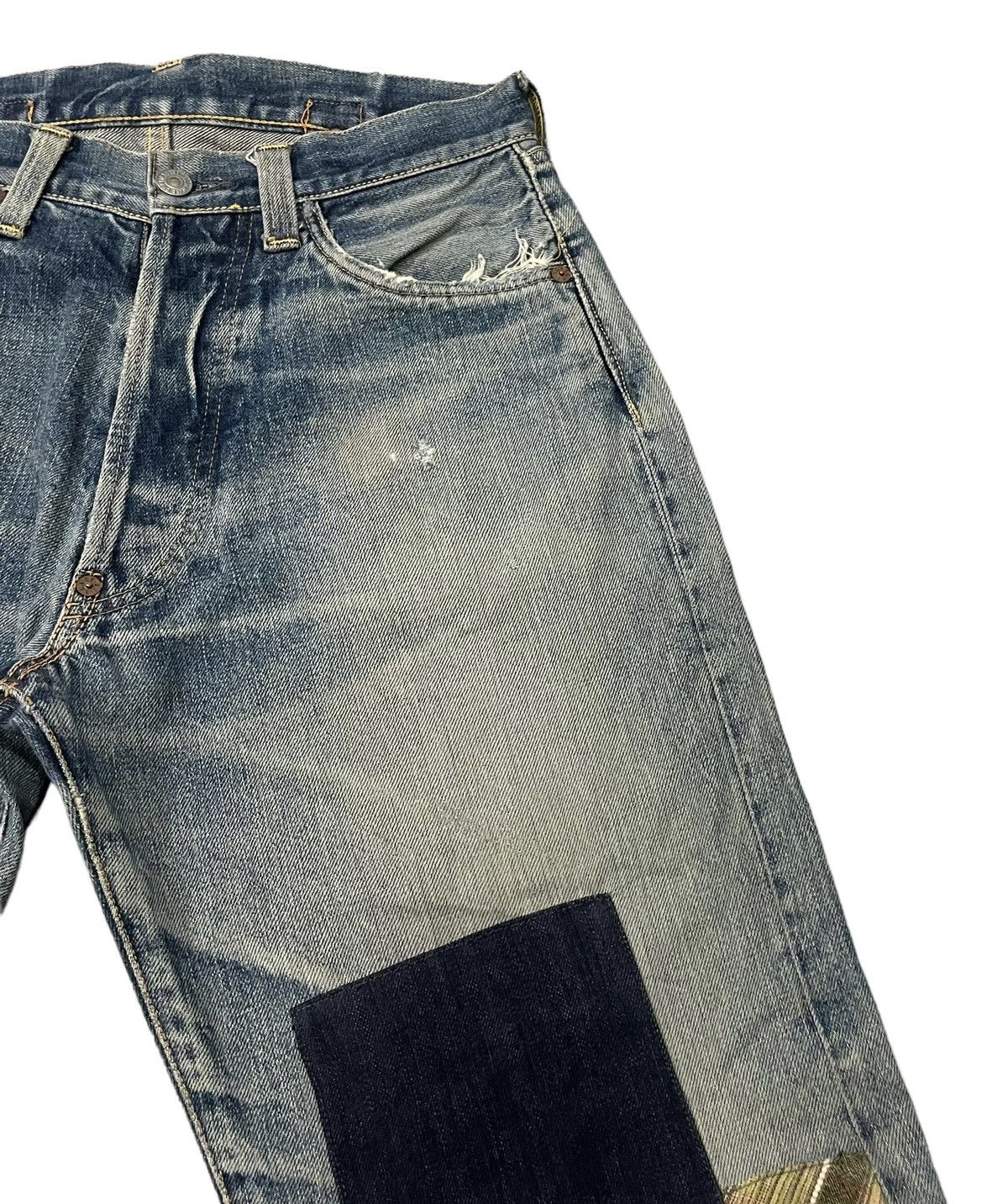 Evisu Vintage 80’s Evis Denim Patchwork Jeans Size US 30 / EU 46 - 2 Thumbnail