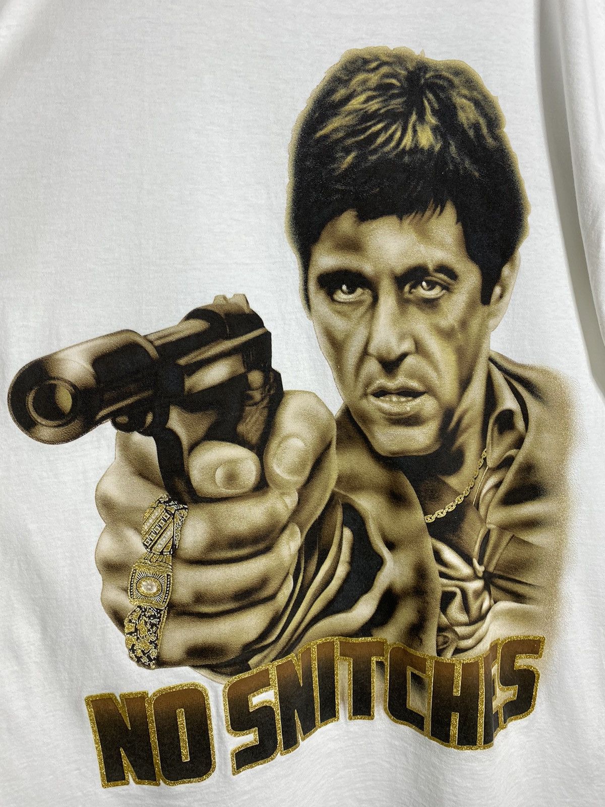 Vintage 🚨Vintage Scarface no snitches 90s movie T-shirt Size US XXL / EU 58 / 5 - 6 Thumbnail