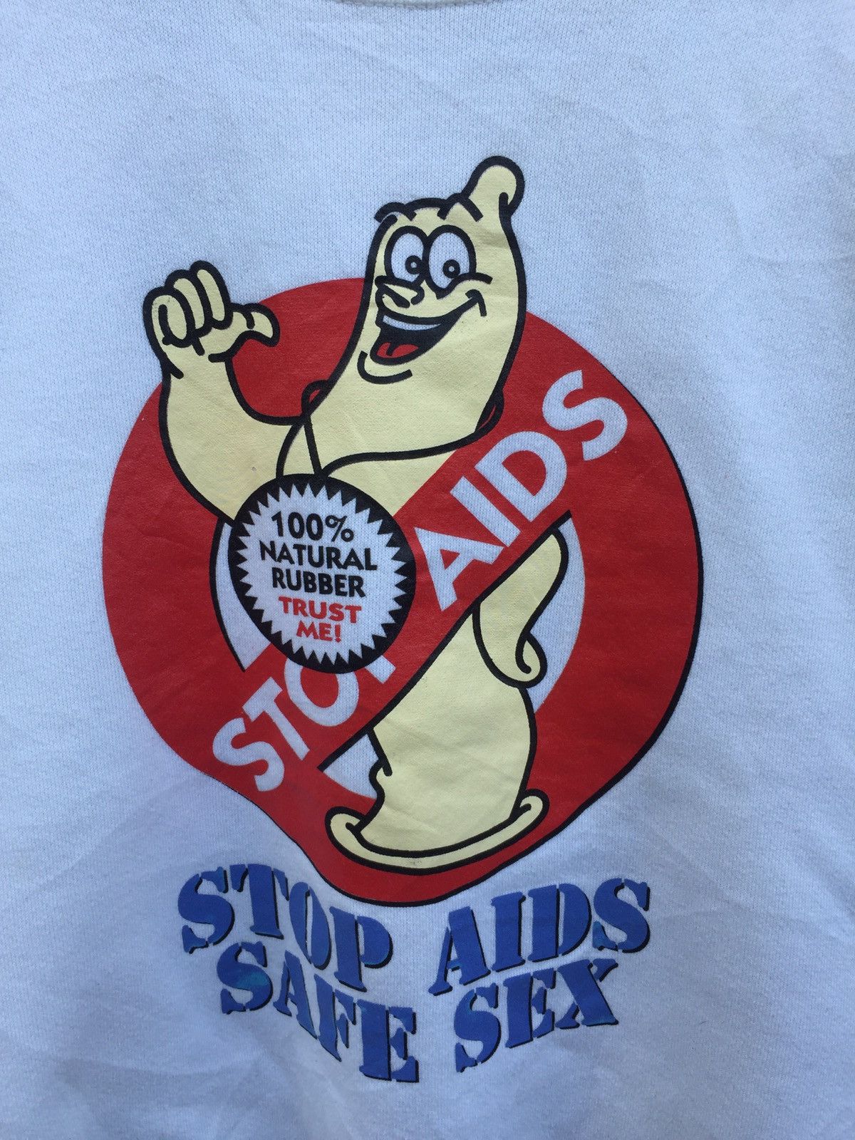 Vintage 1990s Stop AIDS Safe Sex Condoms Crewneck Size US M / EU 48-50 / 2 - 2 Thumbnail