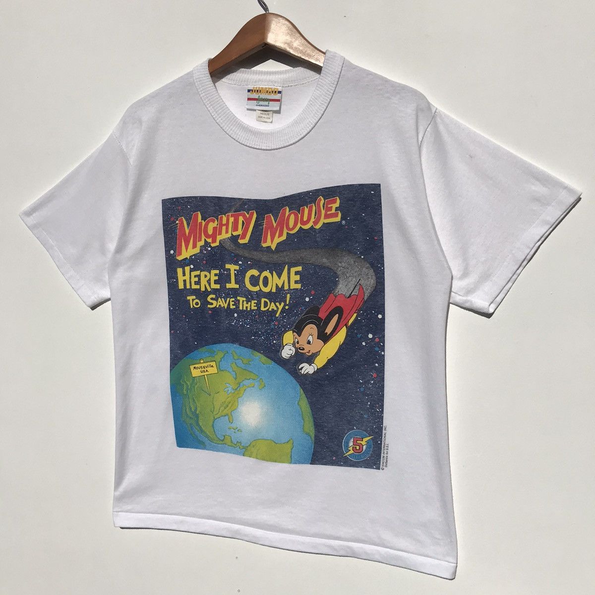 Disney Vintage 90s Mighty Mouse Tee Cartoon Character Size US M / EU 48-50 / 2 - 3 Thumbnail