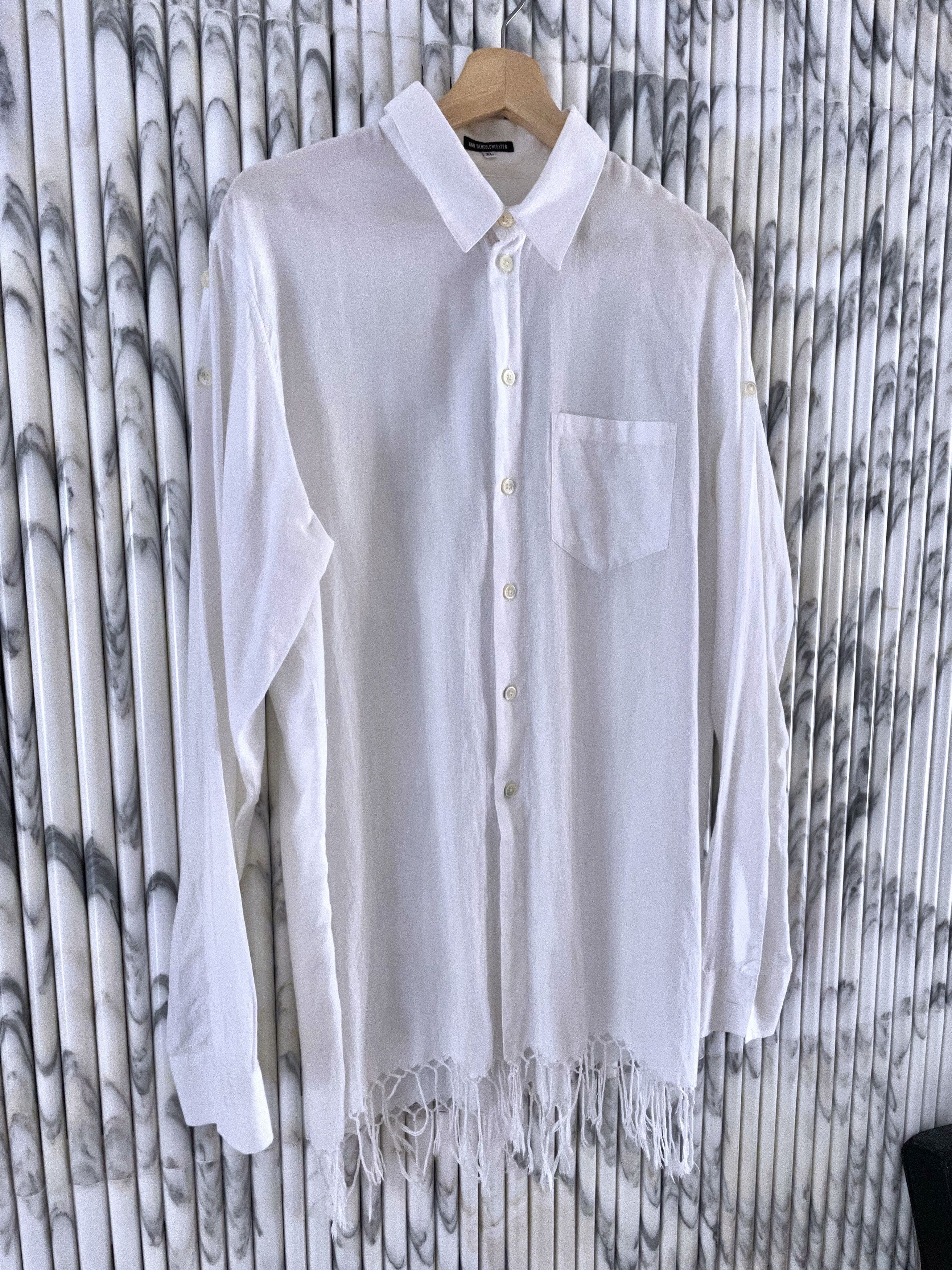 Ann Demeulemeester RARE BRAIDED FRINGE HEM COTTON DRESS SHIRT Size US XL / EU 56 / 4 - 2 Thumbnail