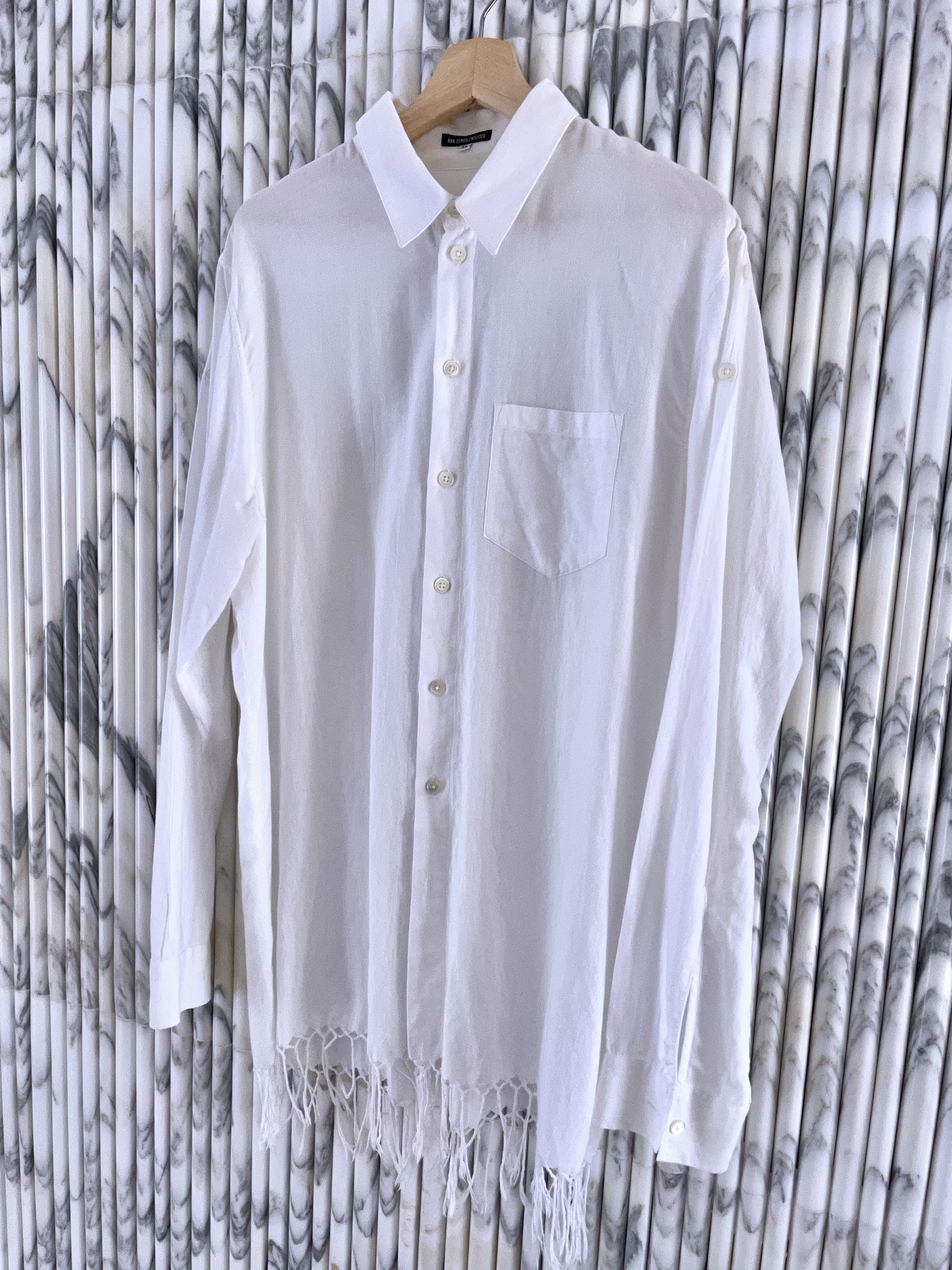 Ann Demeulemeester RARE BRAIDED FRINGE HEM COTTON DRESS SHIRT Size US XL / EU 56 / 4 - 3 Thumbnail