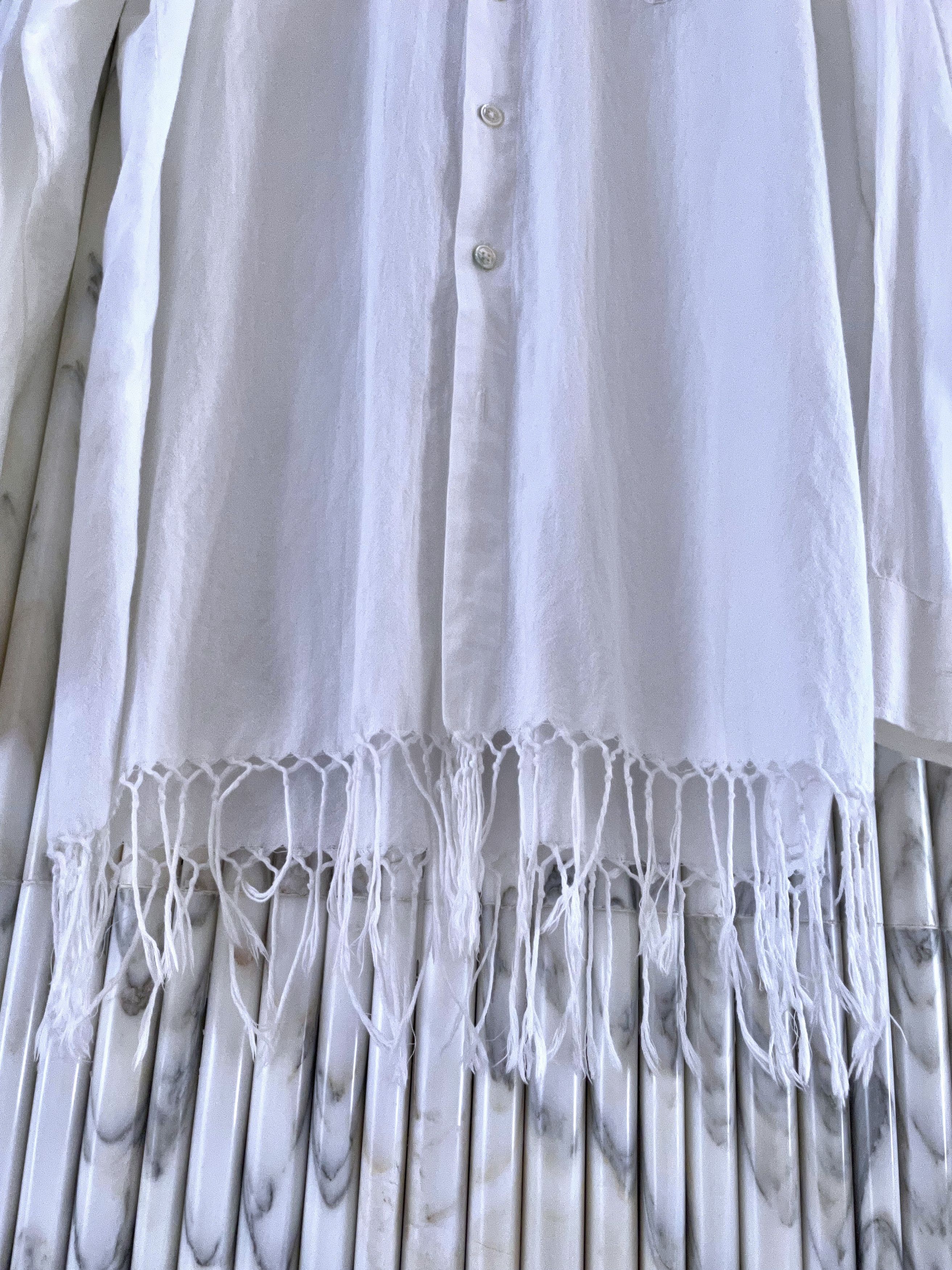Ann Demeulemeester RARE BRAIDED FRINGE HEM COTTON DRESS SHIRT Size US XL / EU 56 / 4 - 4 Thumbnail