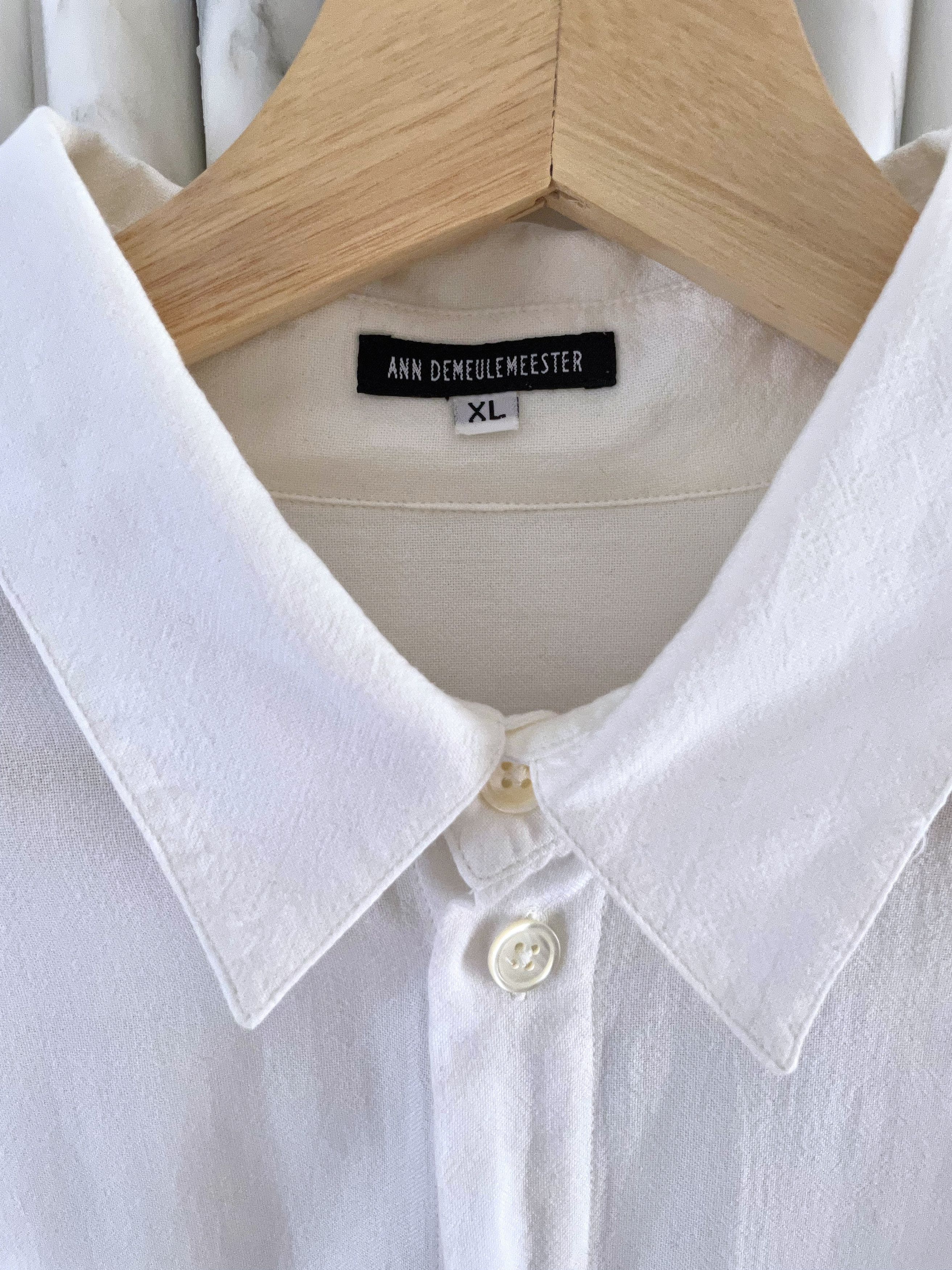 Ann Demeulemeester RARE BRAIDED FRINGE HEM COTTON DRESS SHIRT Size US XL / EU 56 / 4 - 6 Thumbnail