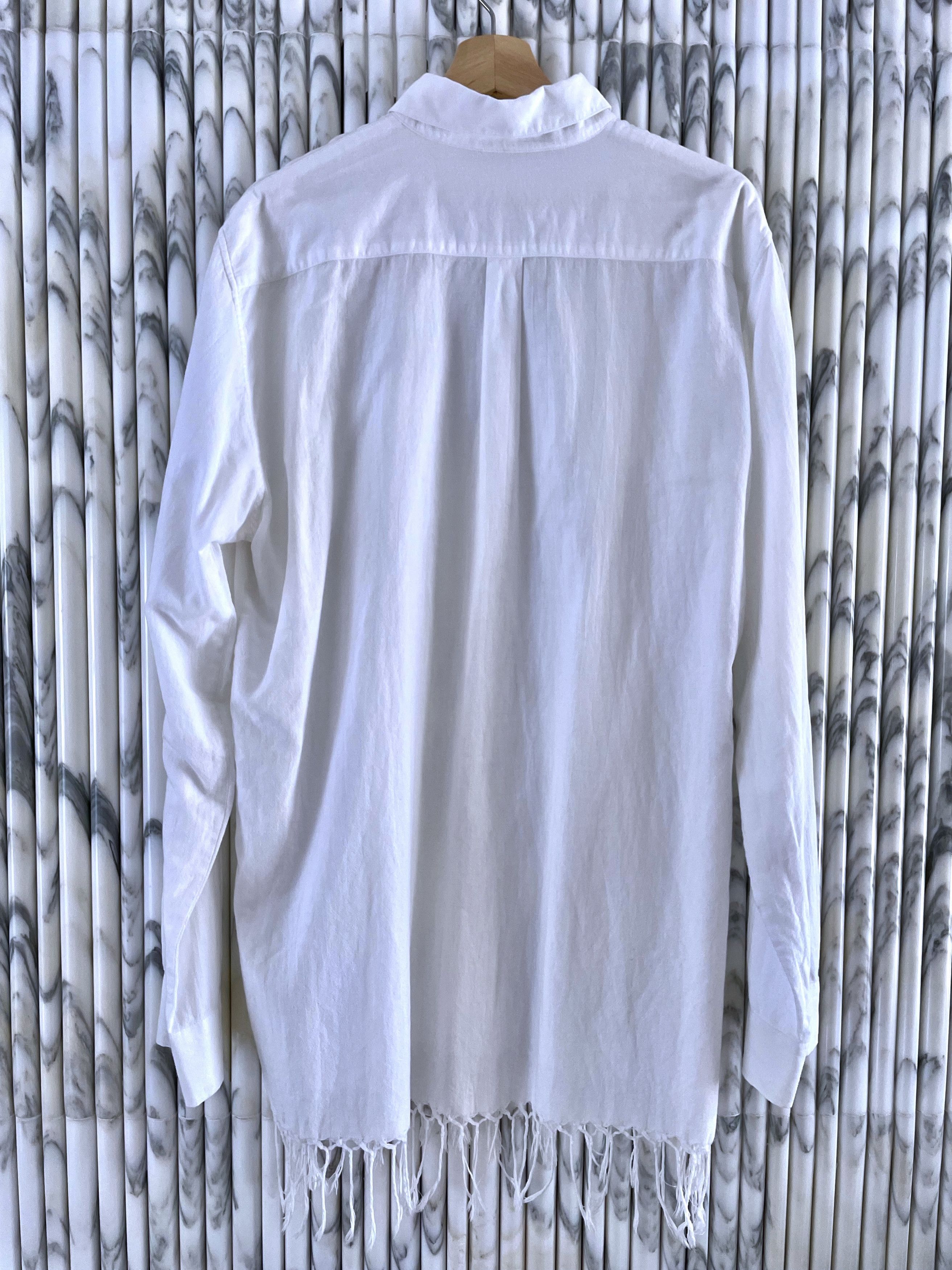 Ann Demeulemeester RARE BRAIDED FRINGE HEM COTTON DRESS SHIRT Size US XL / EU 56 / 4 - 8 Thumbnail