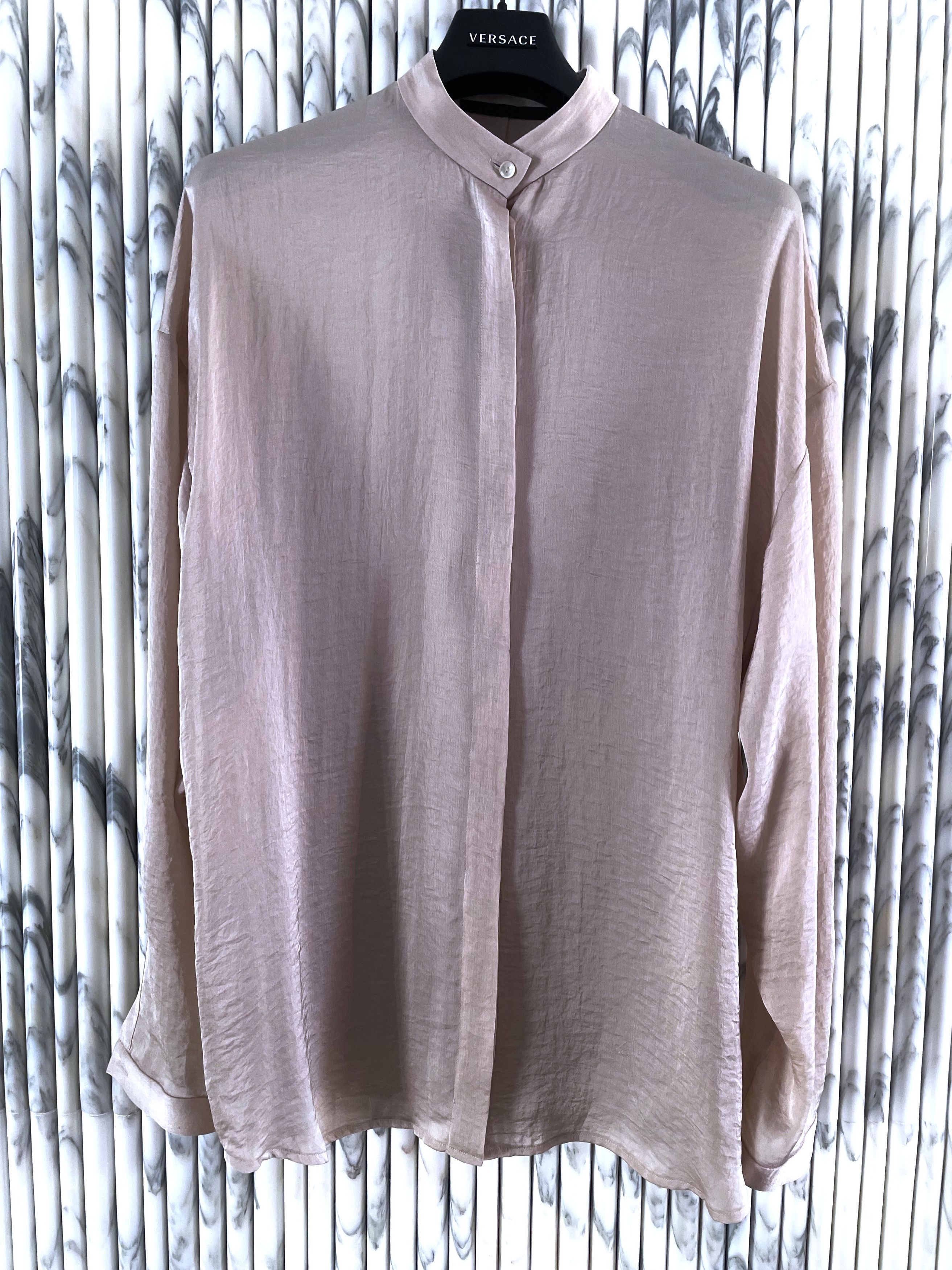 Haider Ackermann RARE SS15 PEARL BLUSH SILKY CREPE SATIN SHIRT Size US L / EU 52-54 / 3 - 1 Thumbnail
