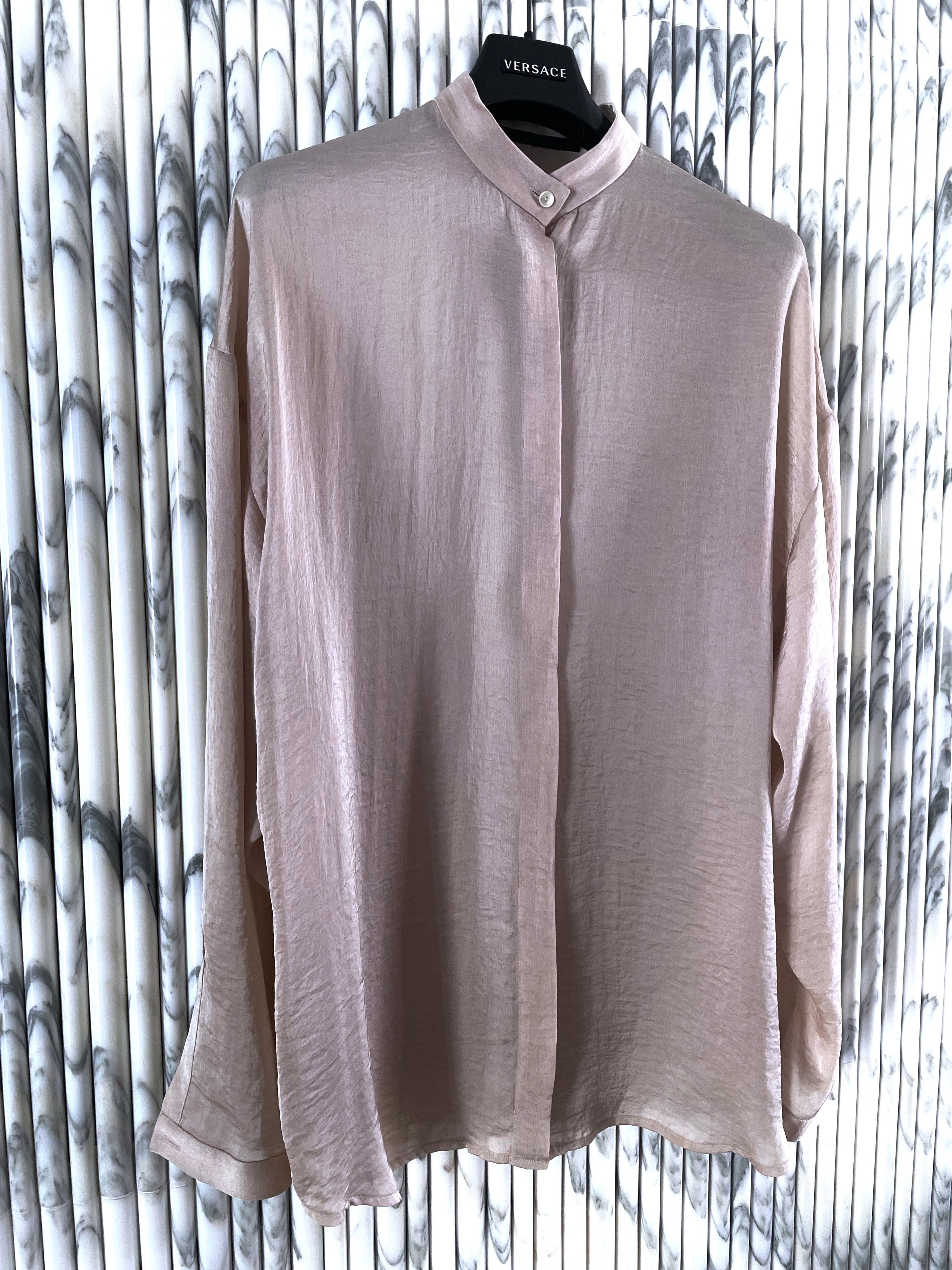 Haider Ackermann RARE SS15 PEARL BLUSH SILKY CREPE SATIN SHIRT Size US L / EU 52-54 / 3 - 3 Thumbnail