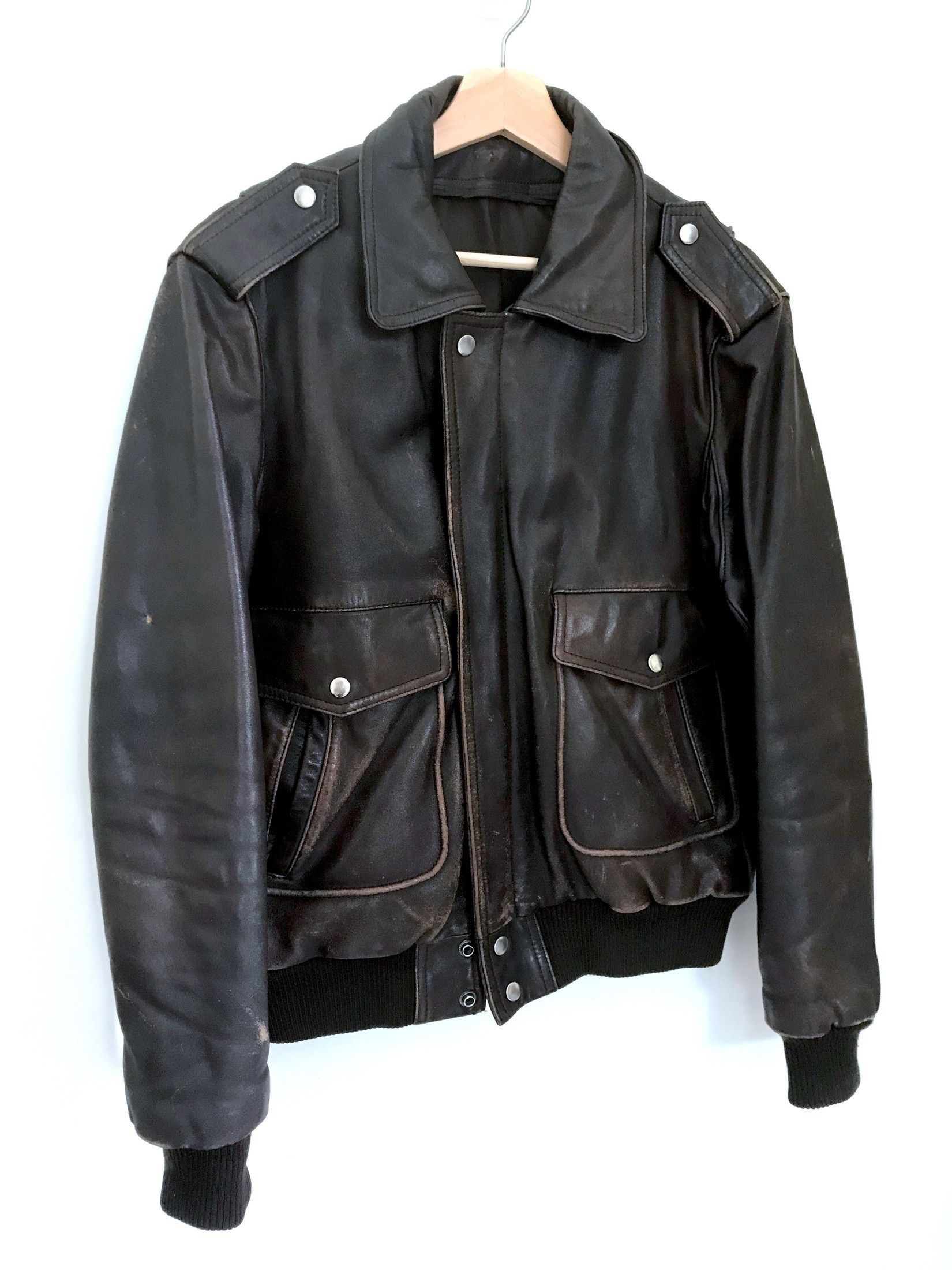 Vintage FINAL DROP 70'S A2 AVIATOR BOMBER IN DISTRESSED LEATHER Size US M / EU 48-50 / 2 - 3 Thumbnail