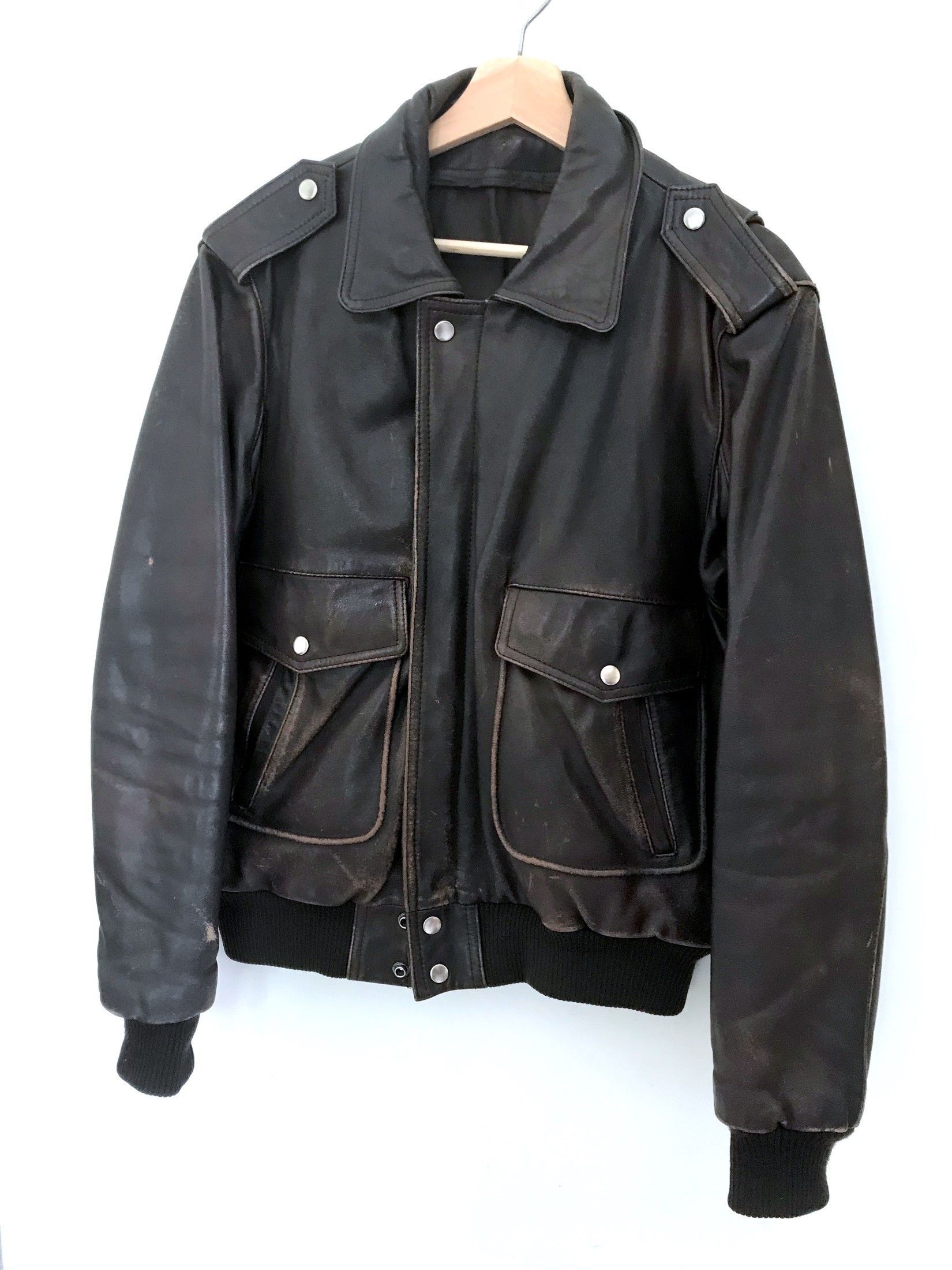 Vintage FINAL DROP 70'S A2 AVIATOR BOMBER IN DISTRESSED LEATHER Size US M / EU 48-50 / 2 - 2 Thumbnail