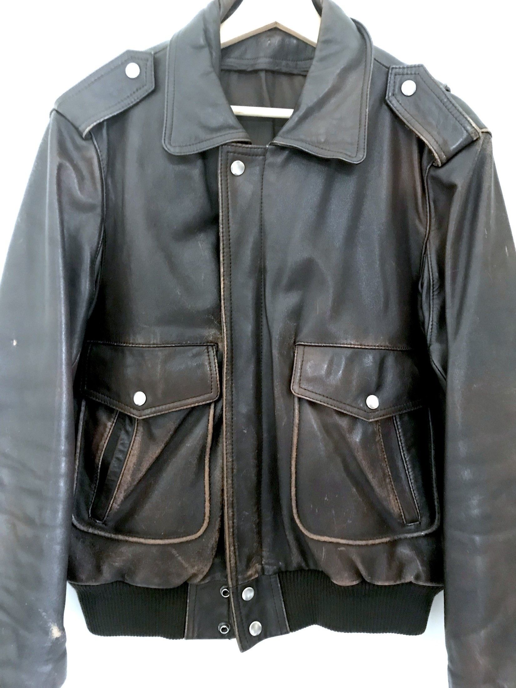Vintage FINAL DROP 70'S A2 AVIATOR BOMBER IN DISTRESSED LEATHER Size US M / EU 48-50 / 2 - 8 Thumbnail