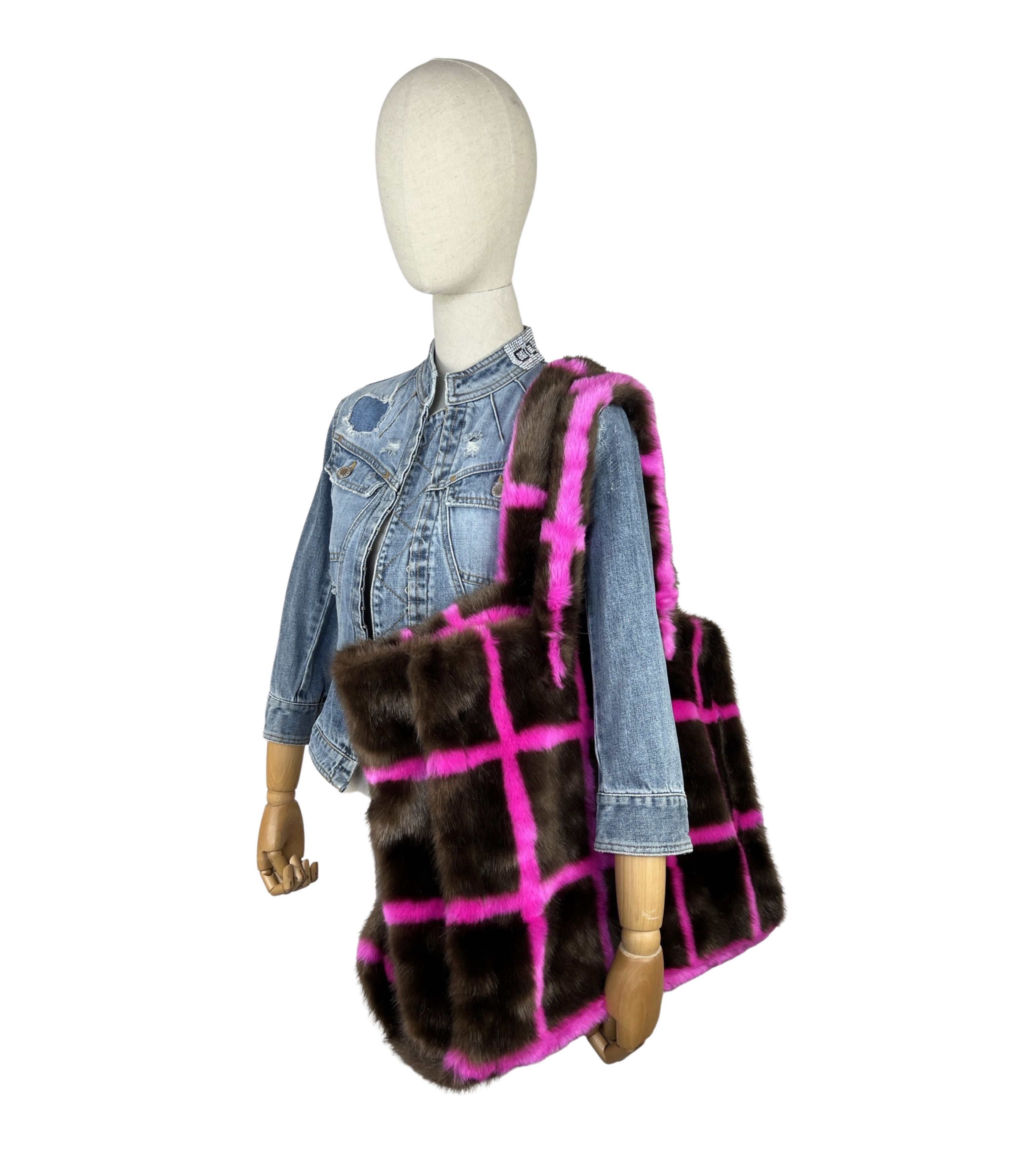 STAND STUDIO Stand Studio Faux Fur Large Tote Bag Check Size ONE SIZE - 1 Thumbnail