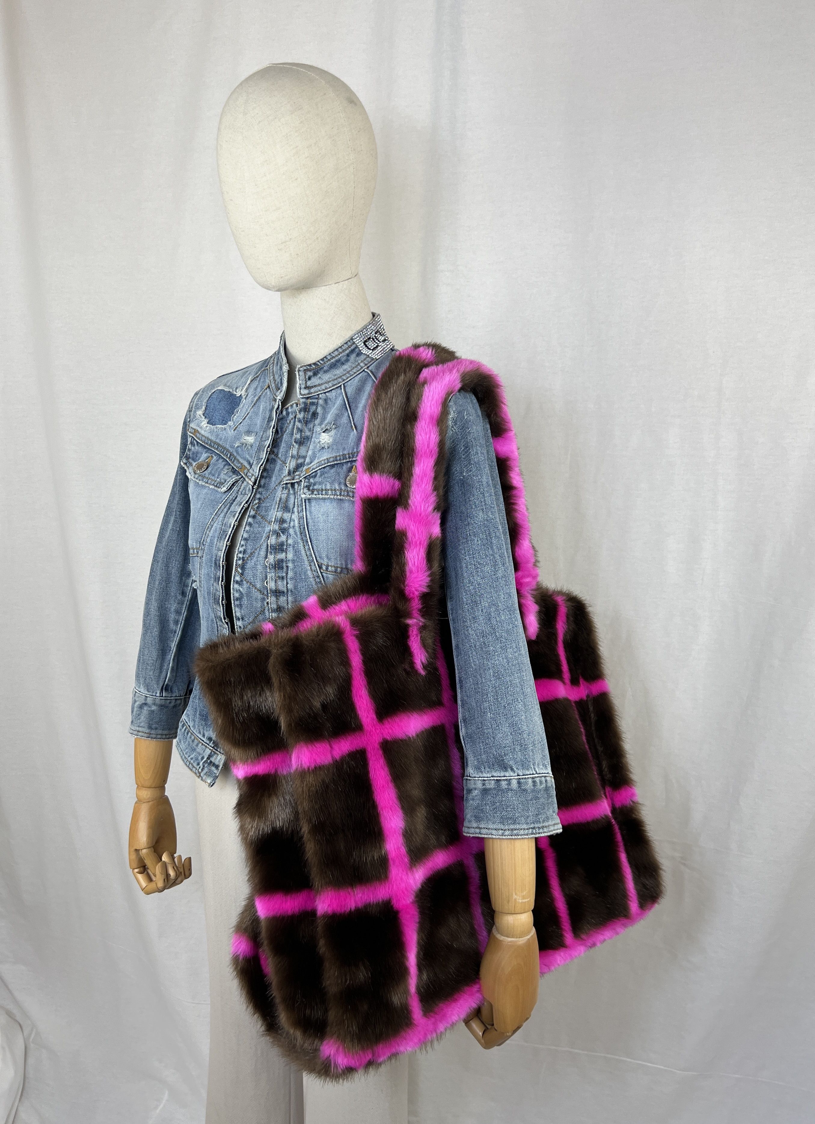 STAND STUDIO Stand Studio Faux Fur Large Tote Bag Check Size ONE SIZE - 2 Thumbnail