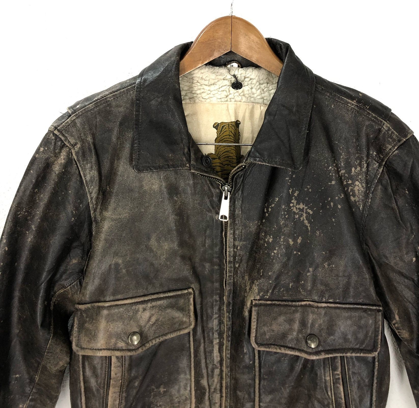 Genuine Leather Vintage Le Tigre Envers Leather Bomber Jacket – Sherpa Lined Size US M / EU 48-50 / 2 - 2 Thumbnail