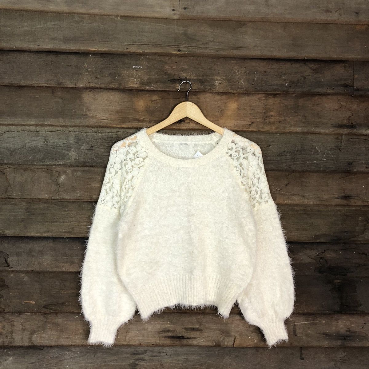 Homespun Knitwear × Japanese Brand DL Nice Claup White Mohair Shag Shaggy Knitwear #B620 Size S / US 4 / IT 40 - 1 Thumbnail