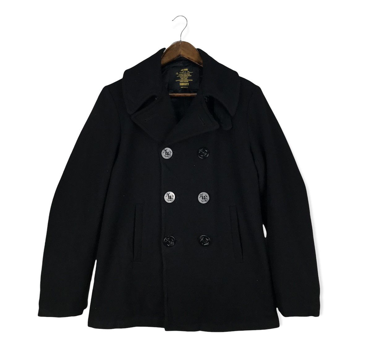 image of Cashmere Wool x Fidelity Vintage Fidelity Gerald & Stewart Peacoat Jacket in Black (Size Medium)