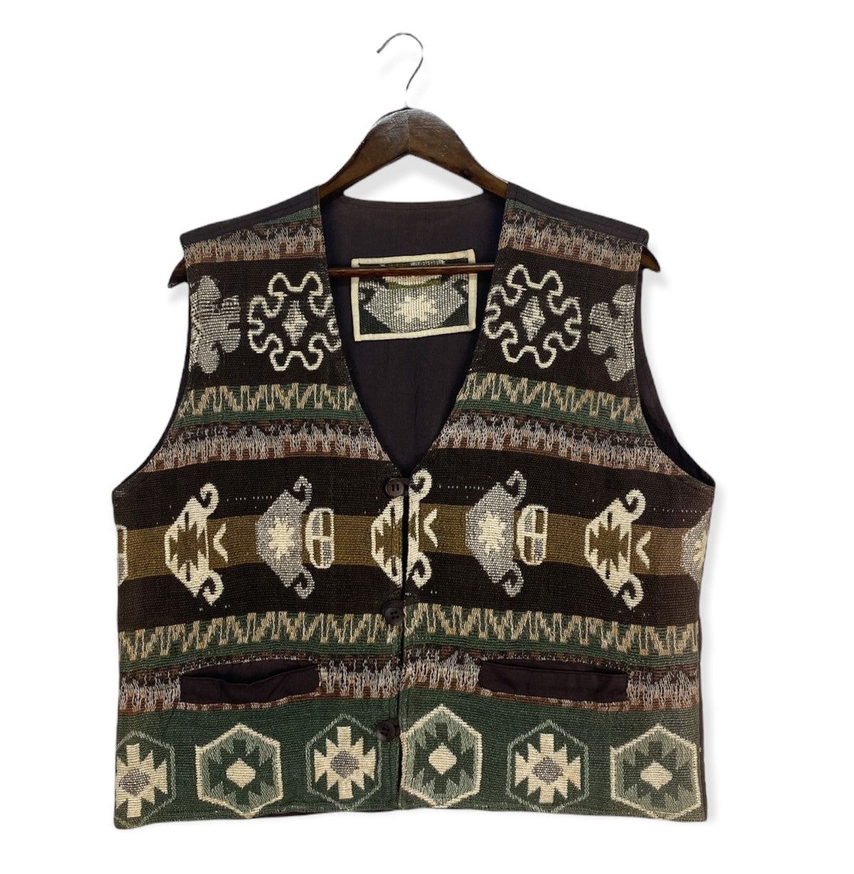 image of Art Comes First x Native Vintage Native Vest Nice Design in Brown, Men's (Size Medium)