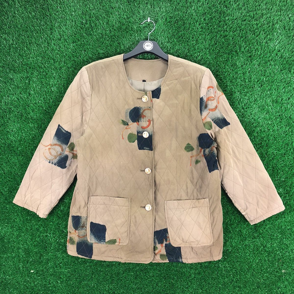 Vintage 90's Quilted Silk Cardigan Jacket