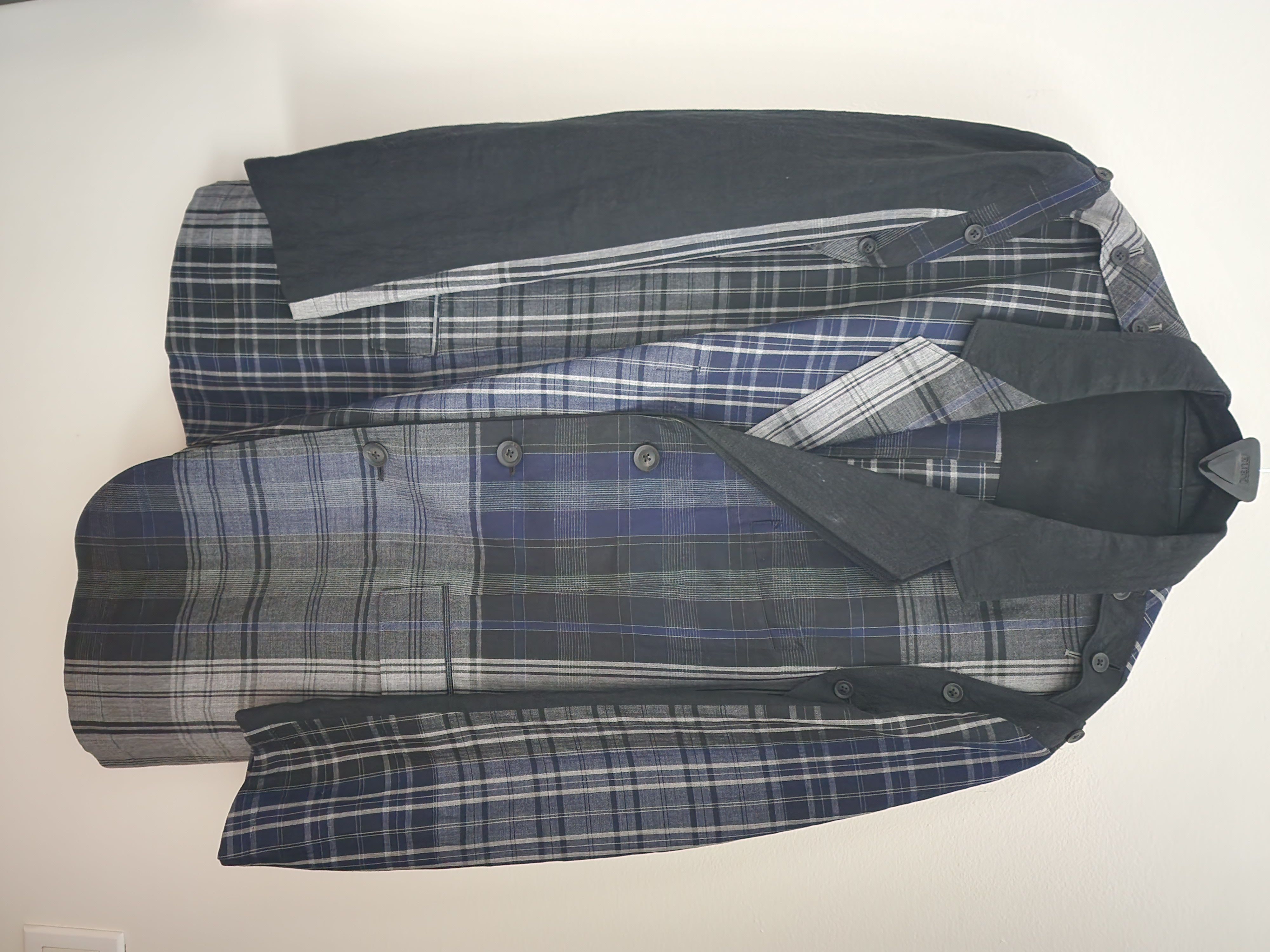 Yohji Yamamoto Pour Homme Asymmetric Plaid Blazer