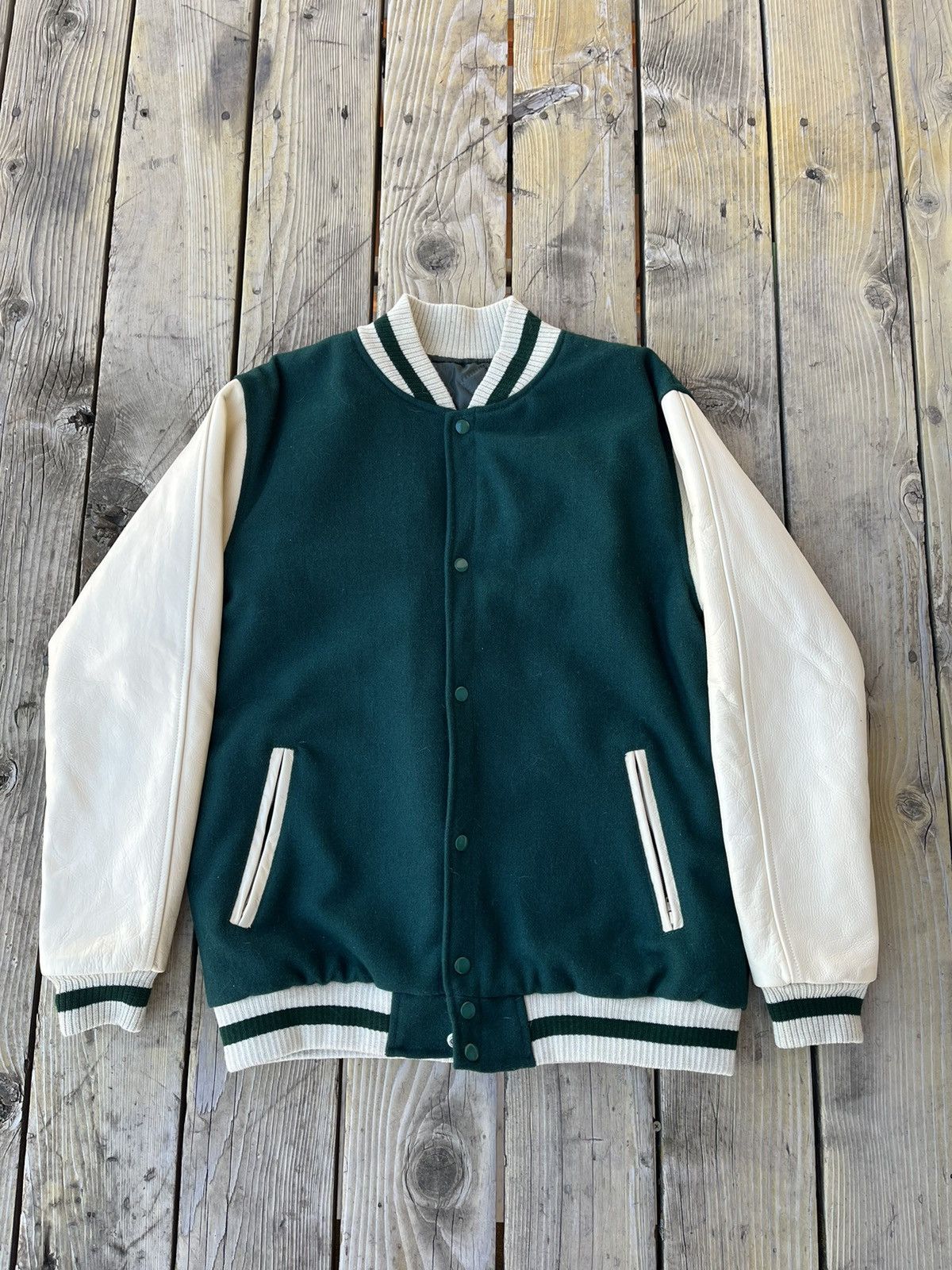 Vintage Forest Green Varsity Jacket Size US XXL / EU 58 / 5 - 1 Thumbnail