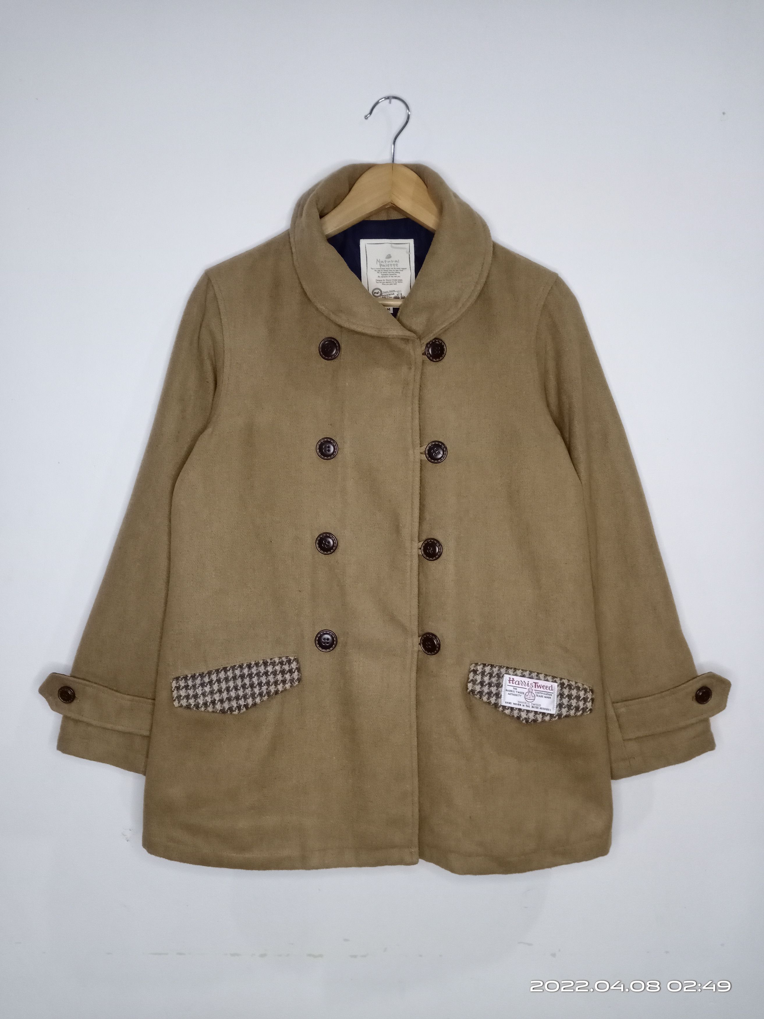 image of Harris Tweed By Natural Pallete Wool Button Jacket in Beige, Men's (Size Medium)