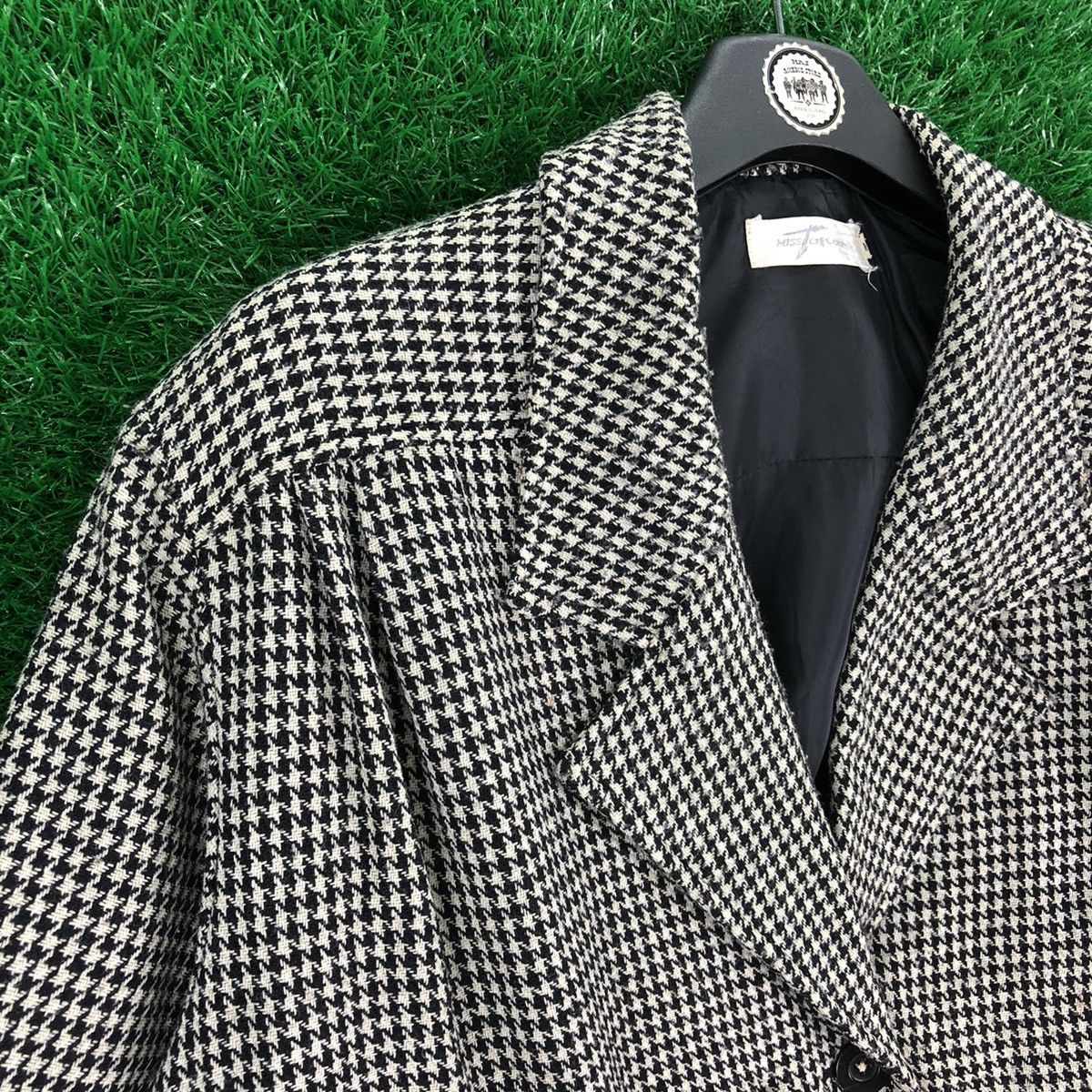 Japanese Brand Vintage 80's Houndstooth Cropped Coat Double Breasted Size US M / EU 48-50 / 2 - 2 Thumbnail