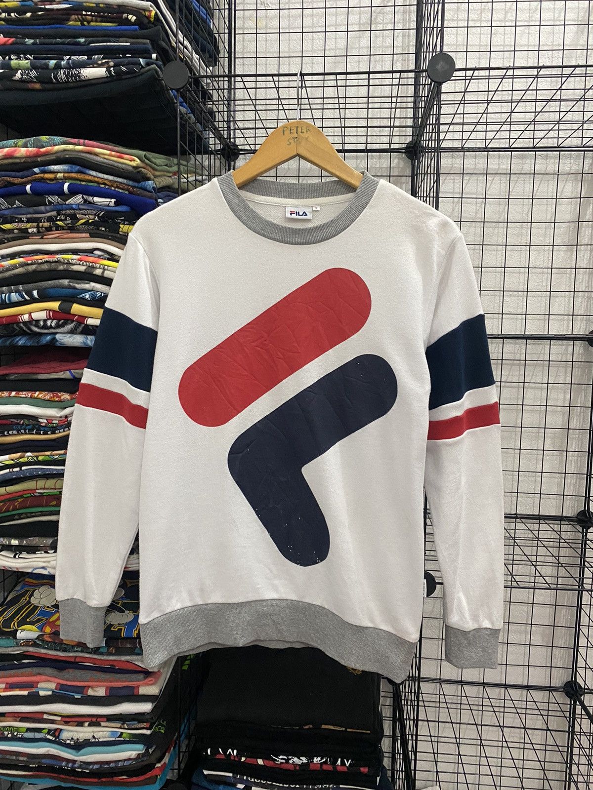image of Bjorn Borg x Fila Big Logo Sweatshirt Nice Design in White, Men's (Size Small)