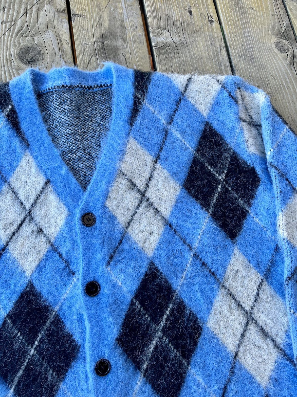 Other Shag Argyle Knit Cardigan Size US L / EU 52-54 / 3 - 2 Thumbnail