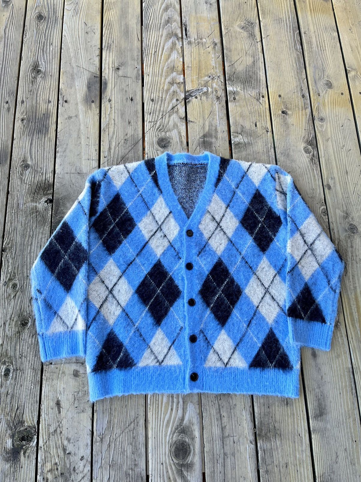 Other Shag Argyle Knit Cardigan Size US L / EU 52-54 / 3 - 1 Thumbnail