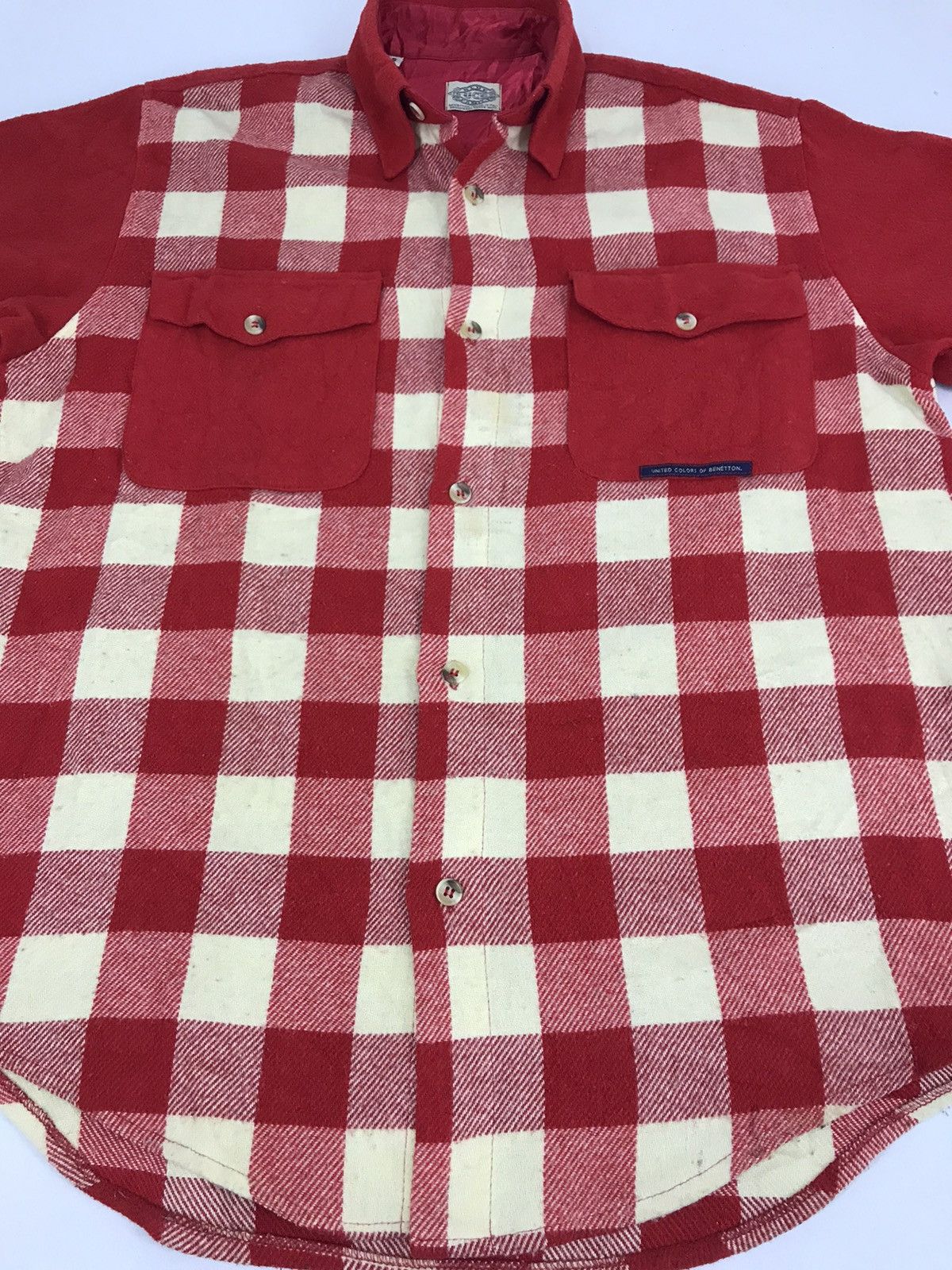 Designer × Flannel × United Colors Of Benetton Vtg United Colors Of Benetton Flannel Plaid Checked Design Size US S / EU 44-46 / 1 - 10 Thumbnail
