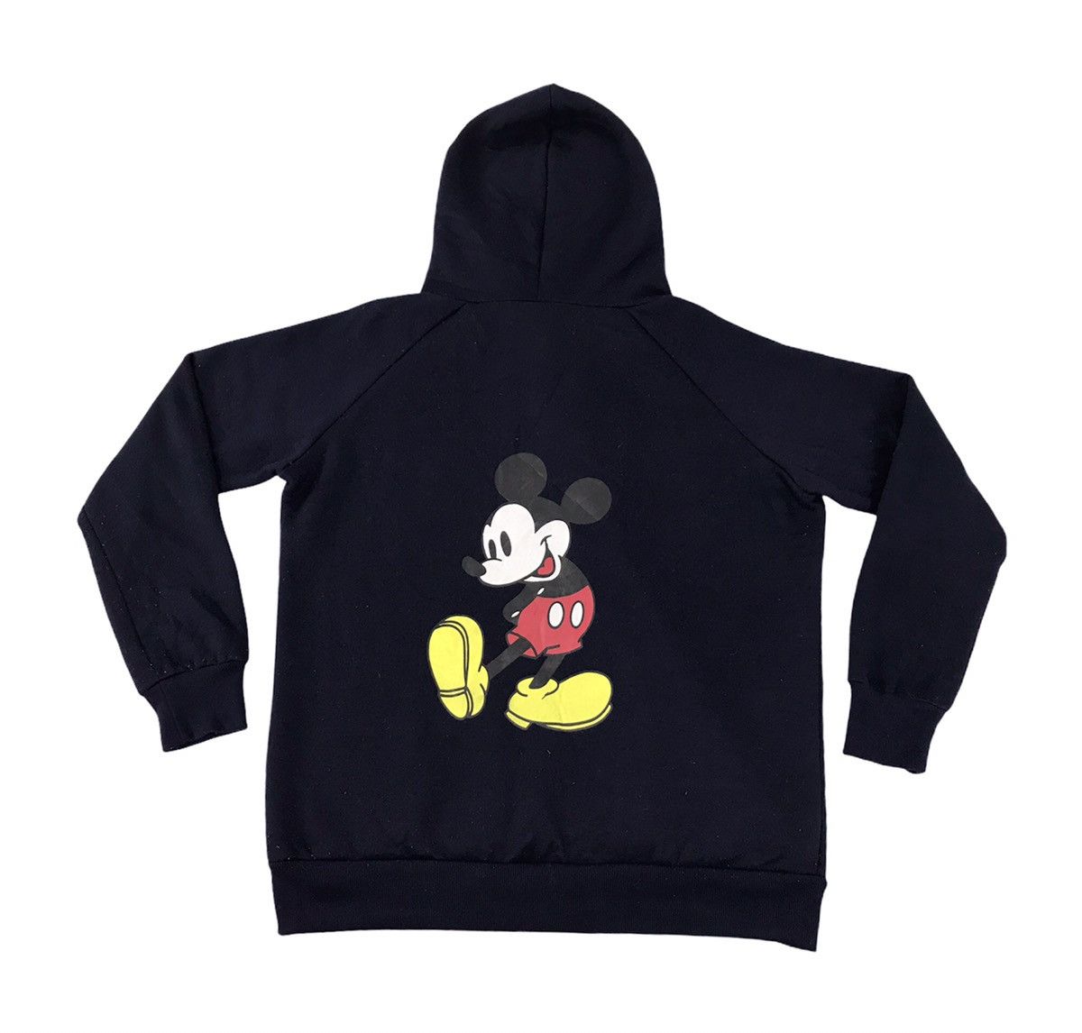 image of Disney x Mickey Mouse Cartoon Character Mickey Mouse Hoodies Sweatshirt in Black (Size Medium)