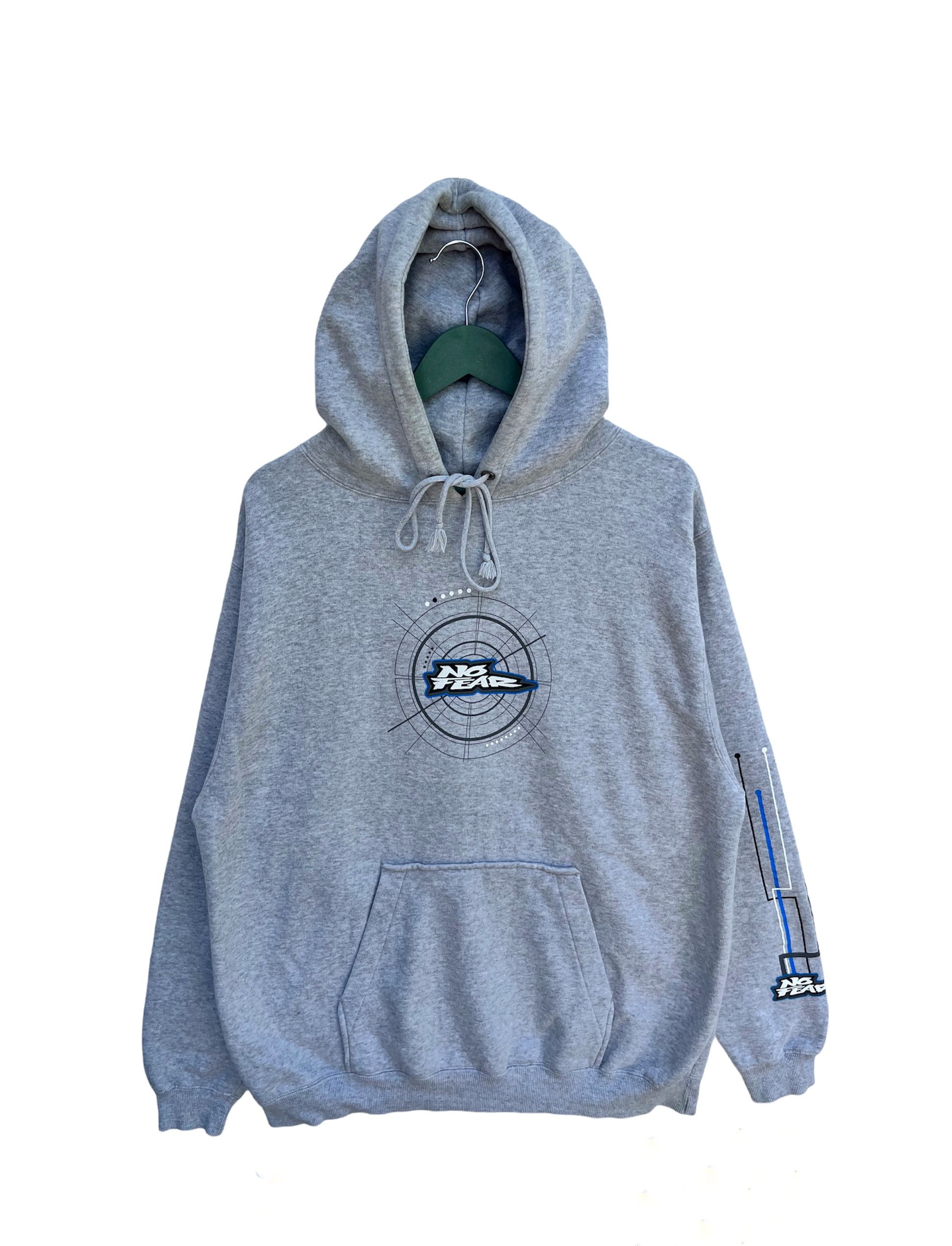image of Vintage Y2K No Fear Hoodie in Grey, Men's (Size Medium)