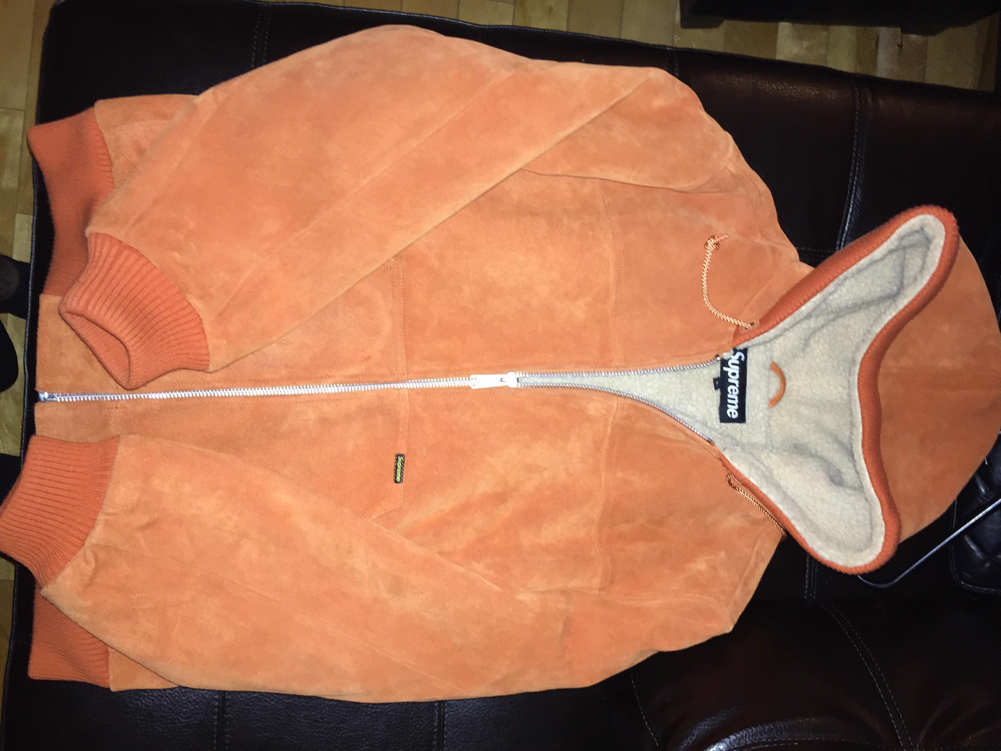 Supreme Hooded Suede Work Jacket Orange