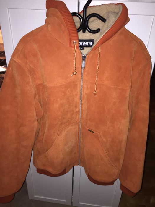 Supreme hooded suede work hot sale jacket