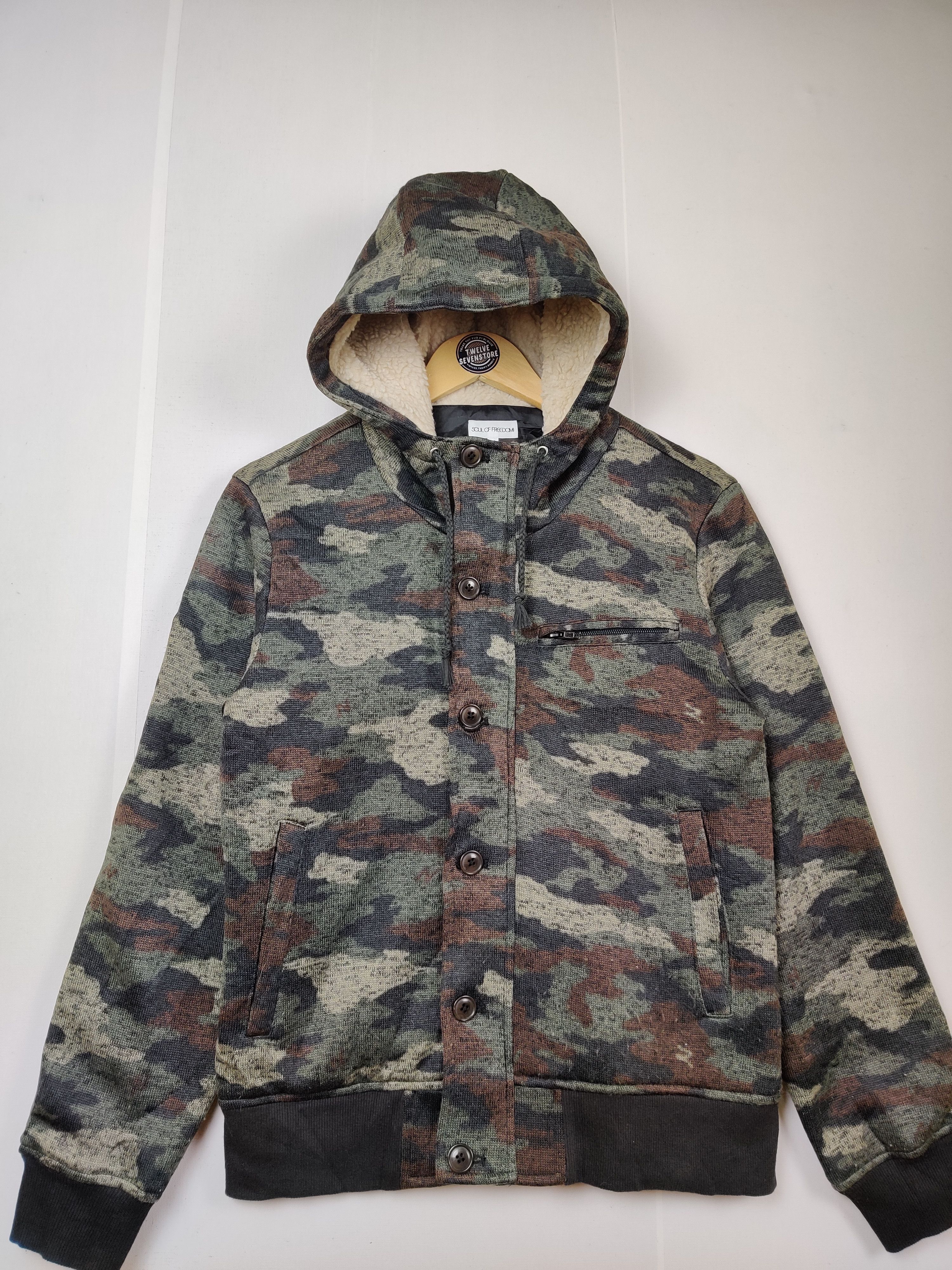 Japanese Brand Vintage Camo Lining Sherpa Hoodie By Soul Of Freedomi Size US M / EU 48-50 / 2 - 5 Thumbnail