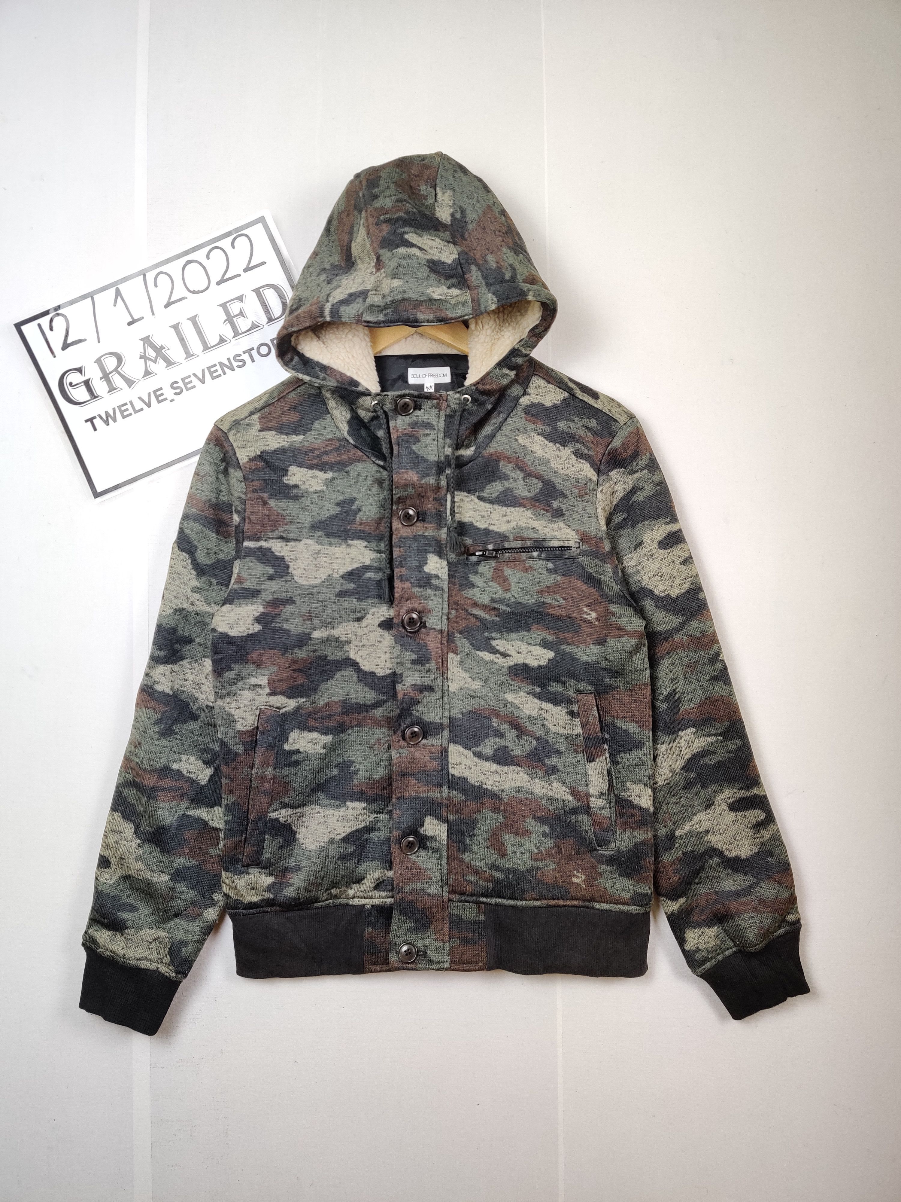 Japanese Brand Vintage Camo Lining Sherpa Hoodie By Soul Of Freedomi Size US M / EU 48-50 / 2 - 1 Thumbnail