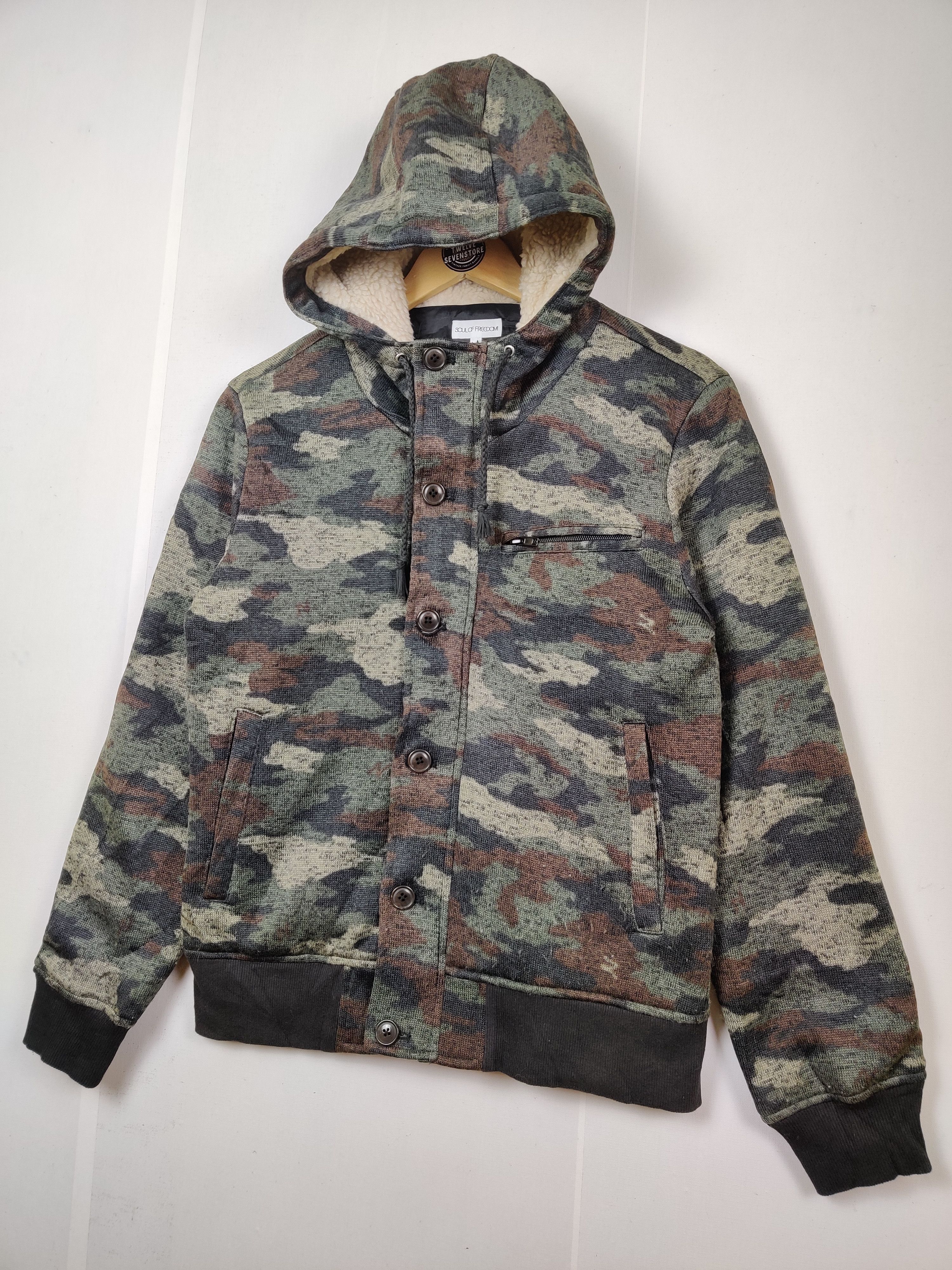 Japanese Brand Vintage Camo Lining Sherpa Hoodie By Soul Of Freedomi Size US M / EU 48-50 / 2 - 2 Thumbnail