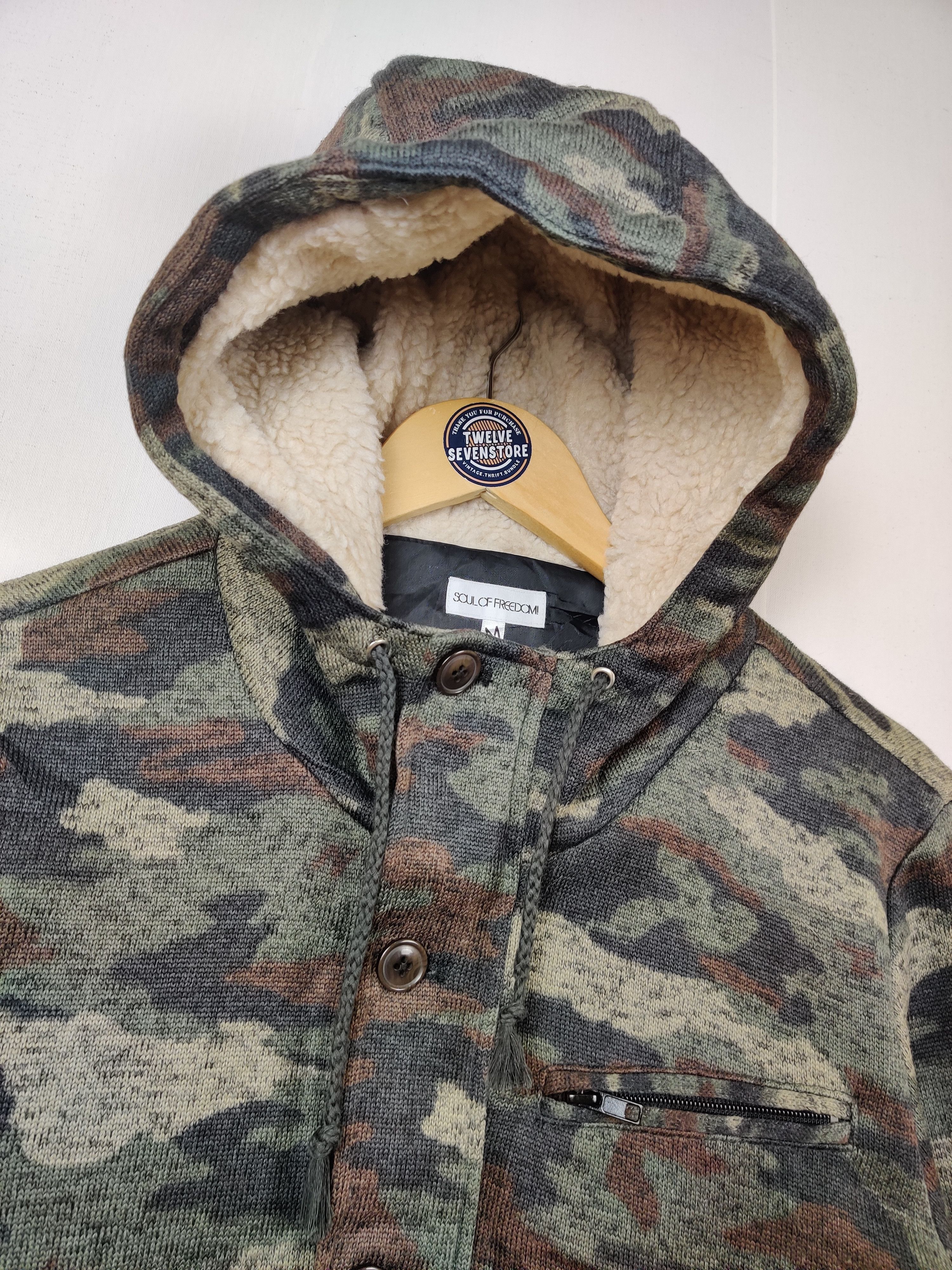 Japanese Brand Vintage Camo Lining Sherpa Hoodie By Soul Of Freedomi Size US M / EU 48-50 / 2 - 6 Thumbnail