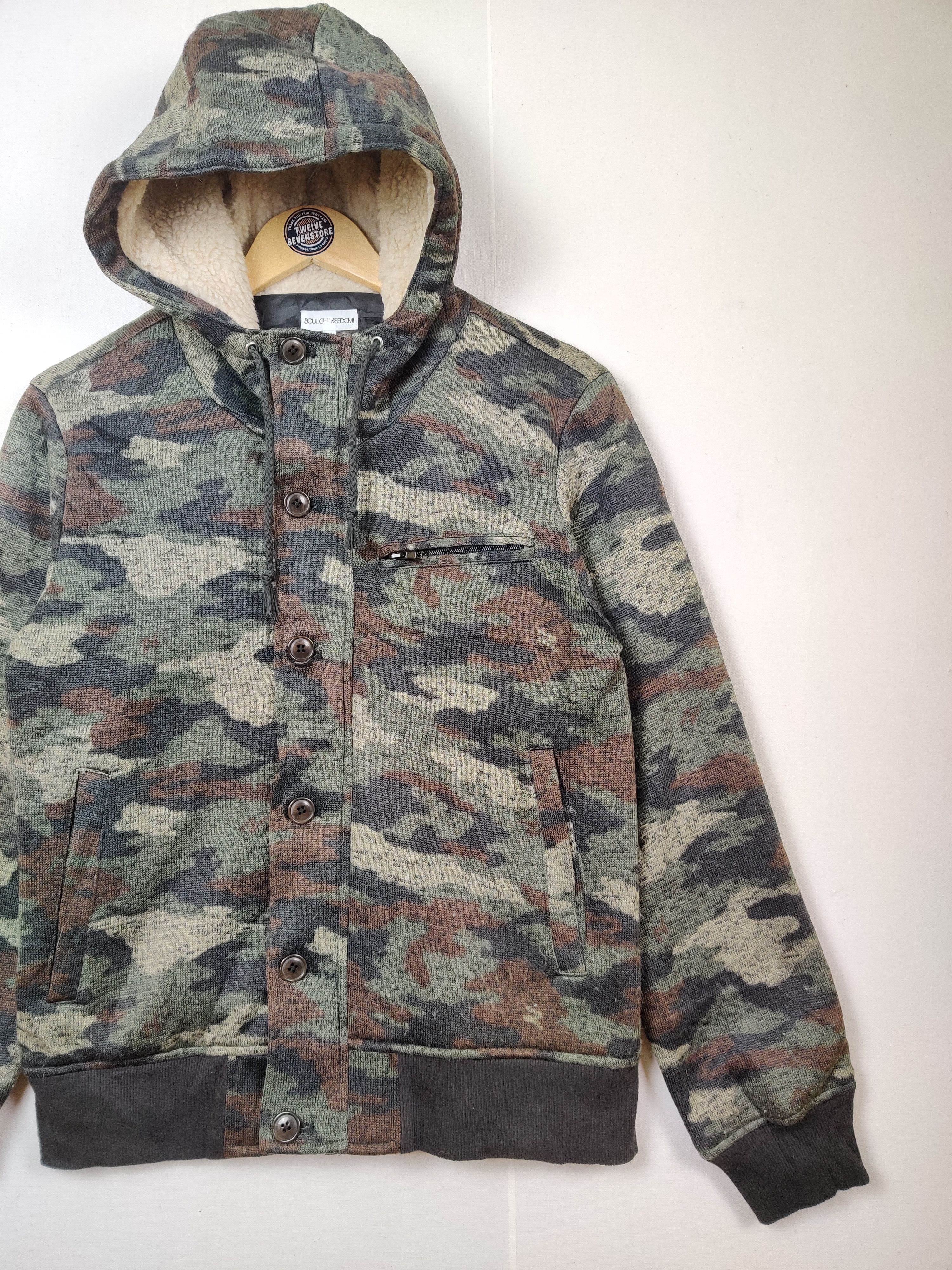 Japanese Brand Vintage Camo Lining Sherpa Hoodie By Soul Of Freedomi Size US M / EU 48-50 / 2 - 3 Thumbnail