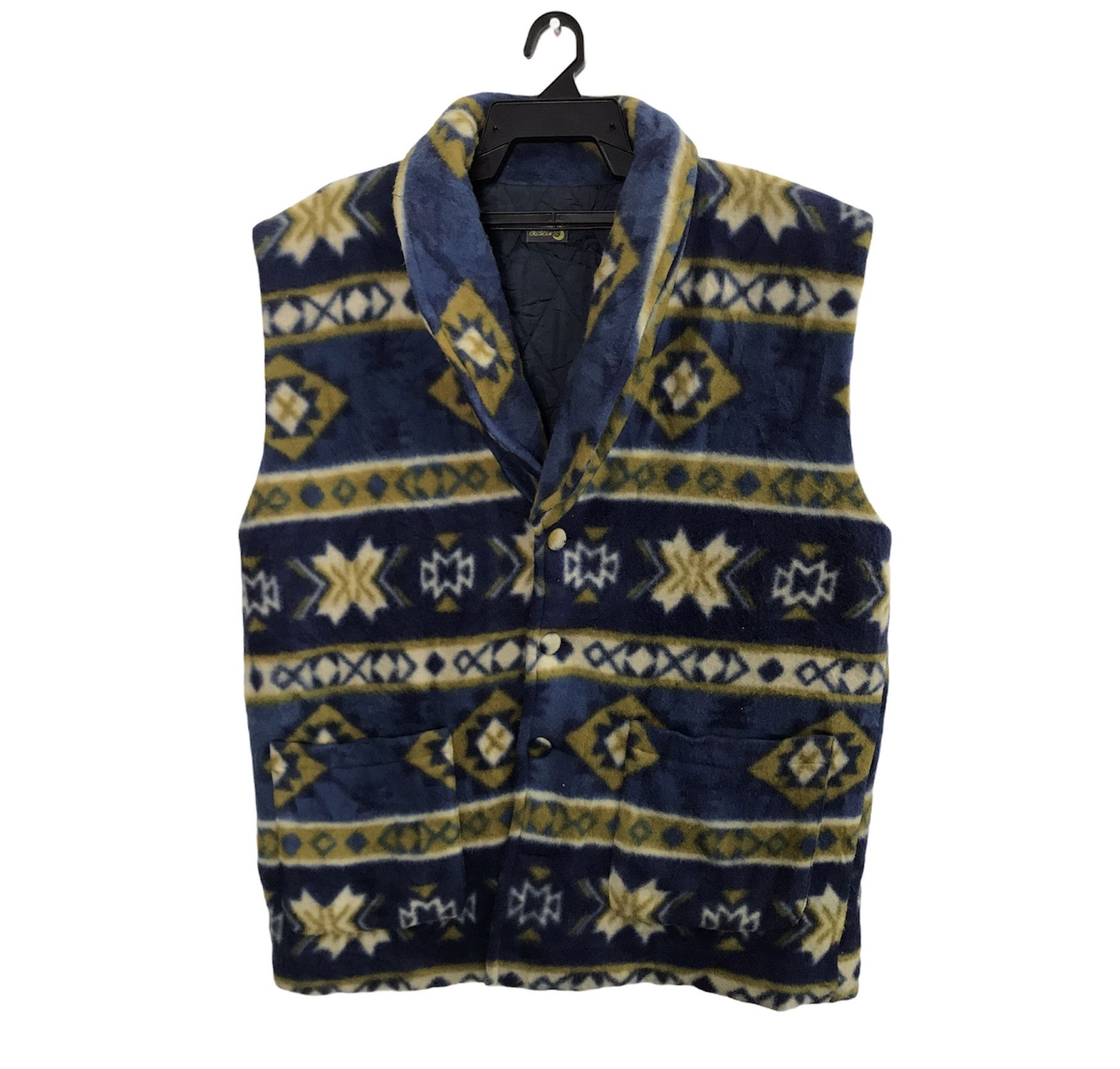 Vintage Crescent Wool Fleece Vest Padded Quilted Inner