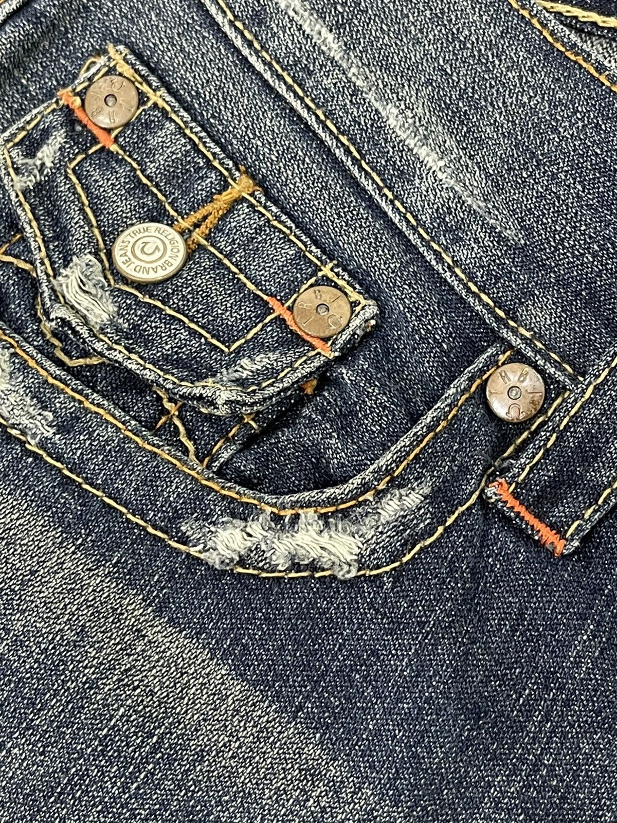 Japanese Brand Flare Jeans True Religion Low Rise Distres Boot Cut 5🟦3 Size US 30 / EU 46 - 20 Thumbnail