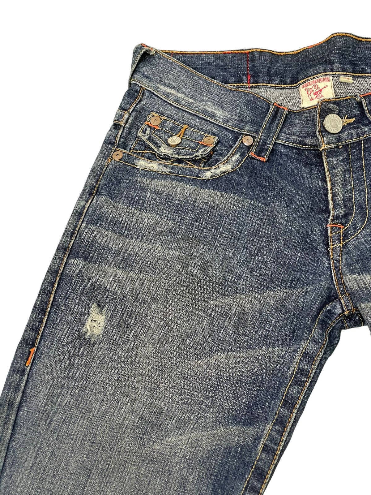 Japanese Brand Flare Jeans True Religion Low Rise Distres Boot Cut 5🟦3 Size US 30 / EU 46 - 8 Thumbnail