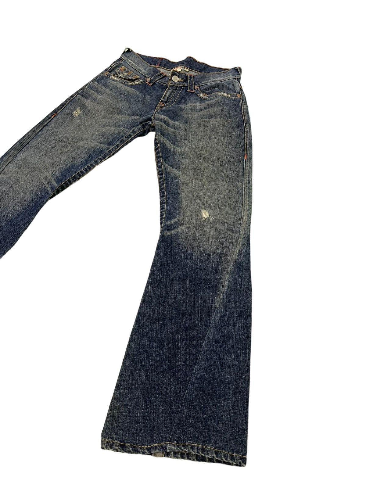 Japanese Brand Flare Jeans True Religion Low Rise Distres Boot Cut 5🟦3 Size US 30 / EU 46 - 3 Thumbnail