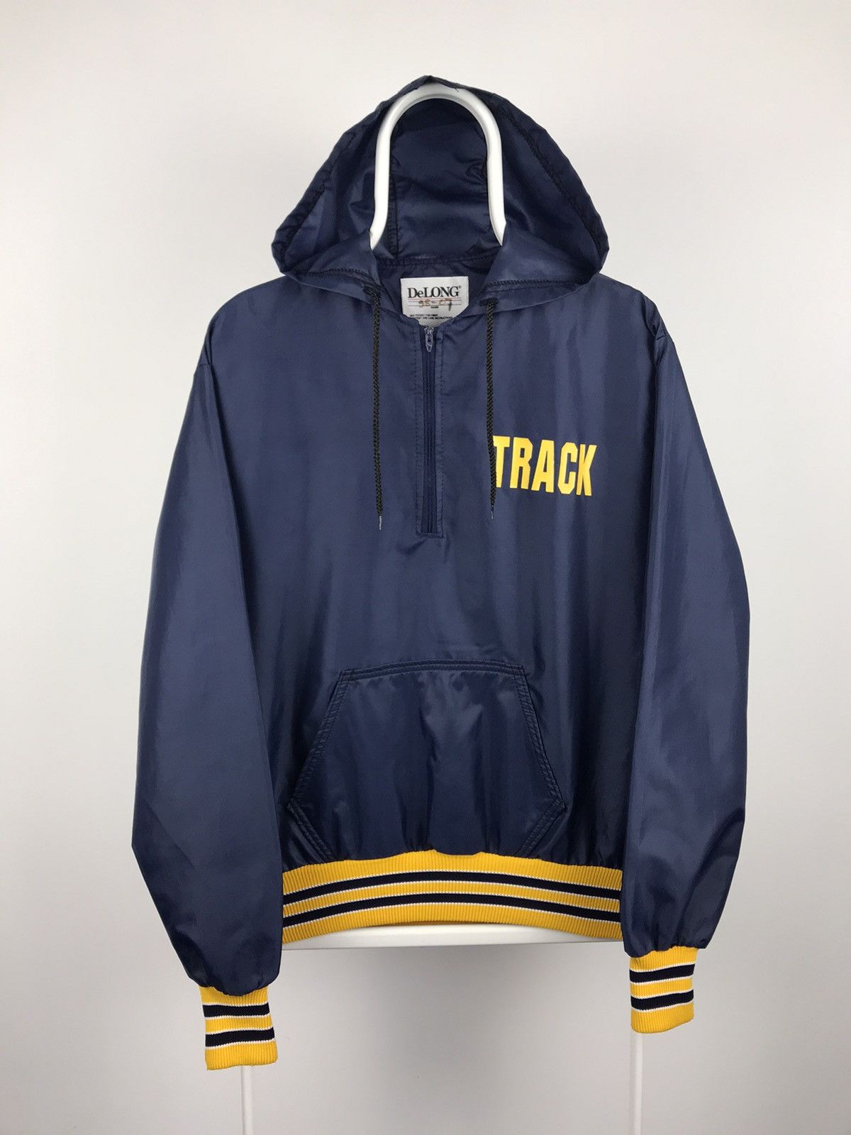 Delong × Vintage Vintage DeLong Satin Varsity Zip Jacket Track Aisz Big Logo Size US M / EU 48-50 / 2 - 1 Thumbnail