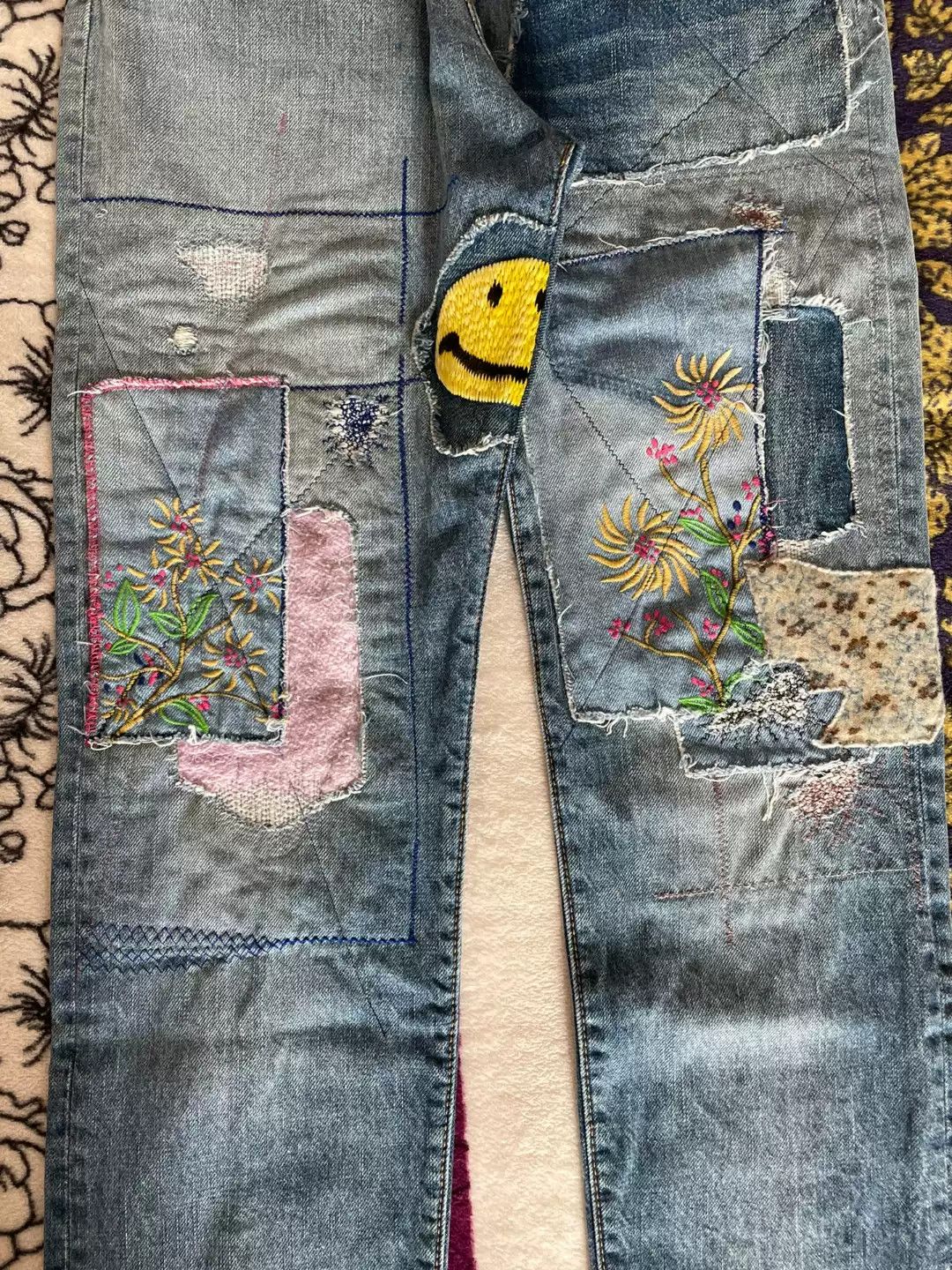 Kapital Kapital Smiling FACE Patched Jeans Size US 30 / EU 46 - 2 Thumbnail