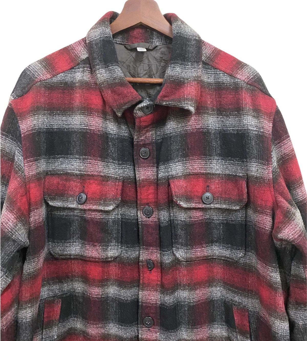 Flannel × Japanese Brand × Uniqlo VINTAGE JAPANESE BRAND WOOL CHECKERED FLANNEL JACKET Size US L / EU 52-54 / 3 - 4 Thumbnail