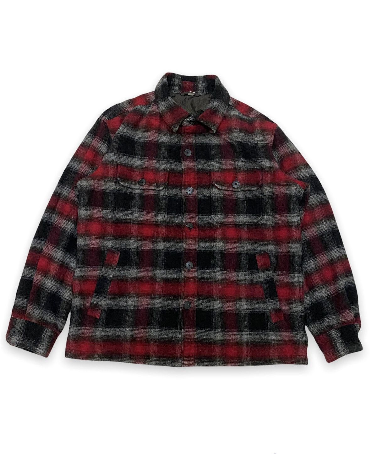 Flannel × Japanese Brand × Uniqlo VINTAGE JAPANESE BRAND WOOL CHECKERED FLANNEL JACKET Size US L / EU 52-54 / 3 - 1 Thumbnail
