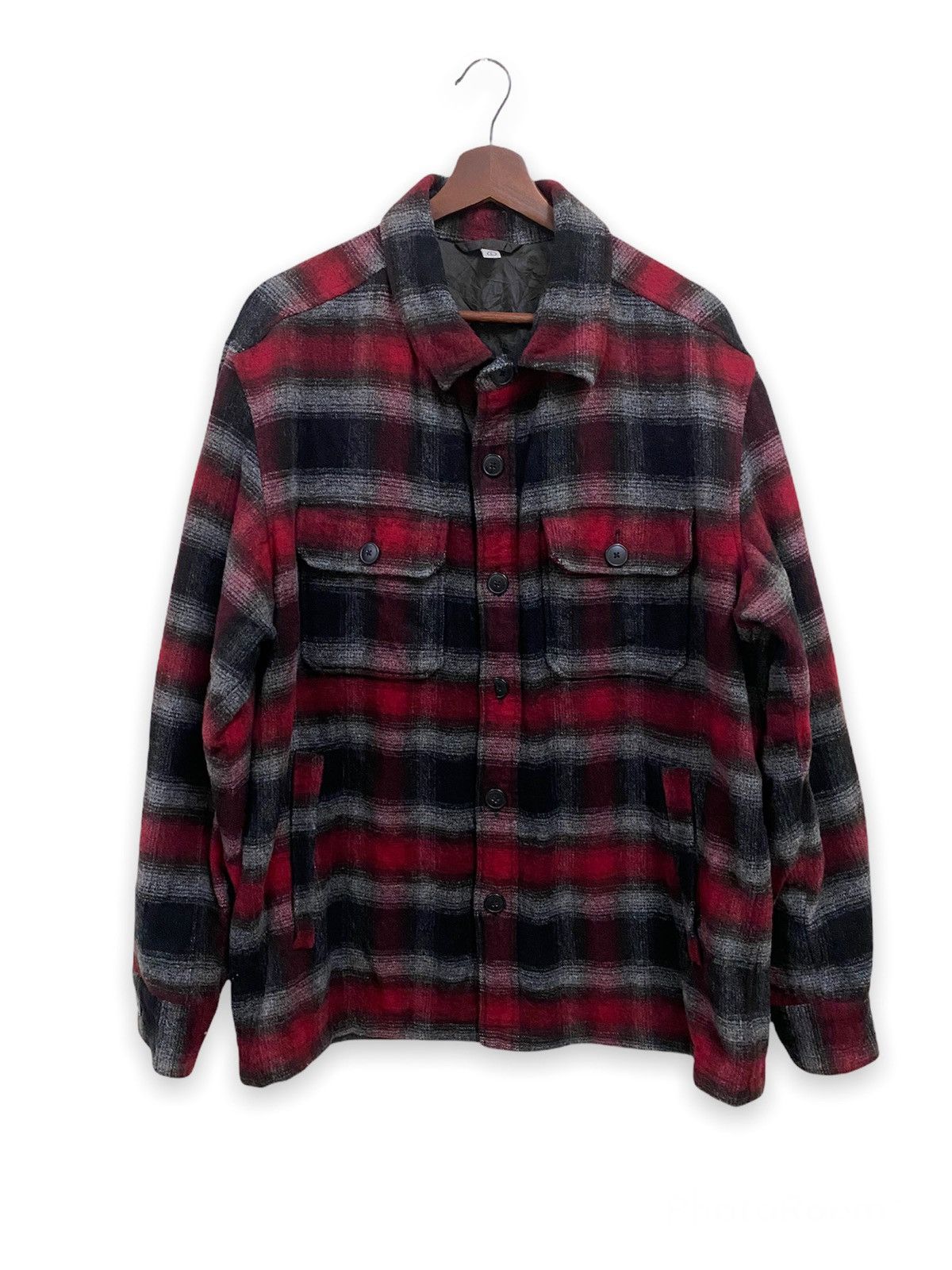 Flannel × Japanese Brand × Uniqlo VINTAGE JAPANESE BRAND WOOL CHECKERED FLANNEL JACKET Size US L / EU 52-54 / 3 - 2 Thumbnail