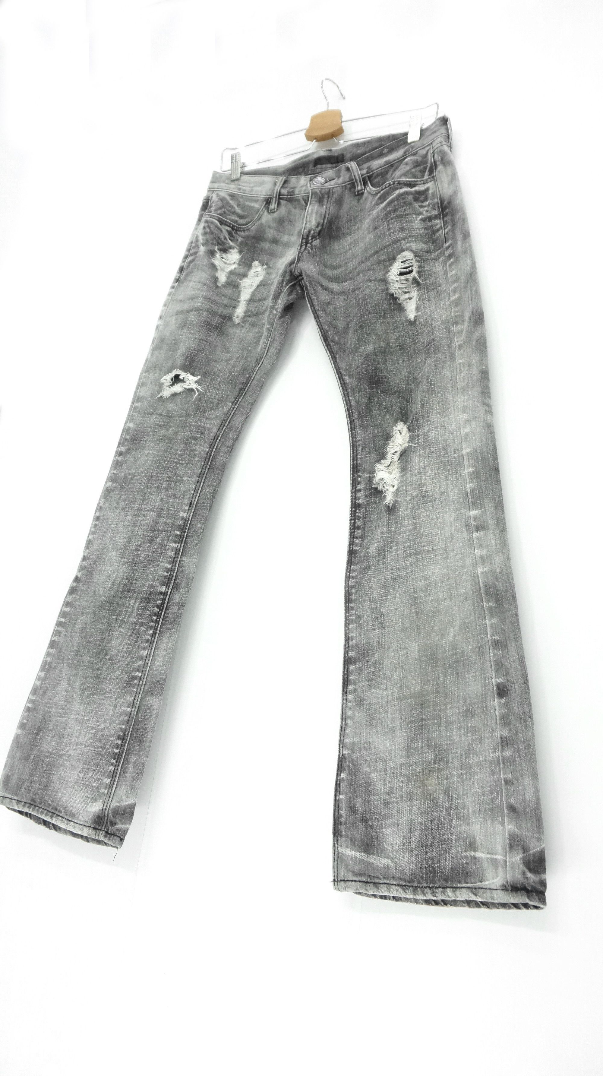 Hysteric Glamour × Tornado Mart × Vintage VTG FLARE 🔥 BLACK BACCARA Distressed Smoke Acid Wash Jeans Size US 28 / EU 44 - 1 Thumbnail