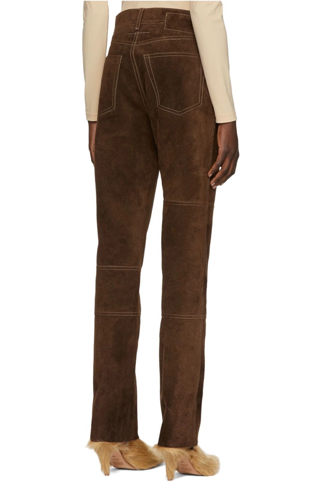 Maison Margiela Sz38 $1350 Calfskin Suede Leather Patch Pants Size 26" / US 2 / IT 38 - 6 Thumbnail